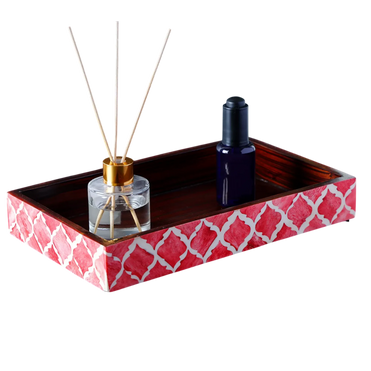 Bathroom countertop tray for perfume, towels, and essentials