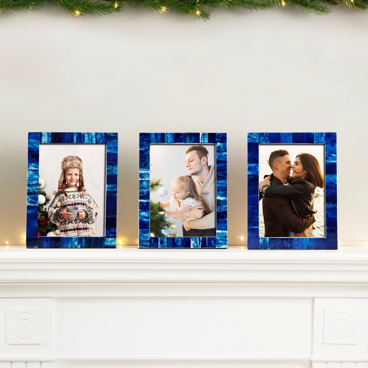 Picture Frame Combo Pack of 3 – Classic Collection, Blue, 5" x 7"