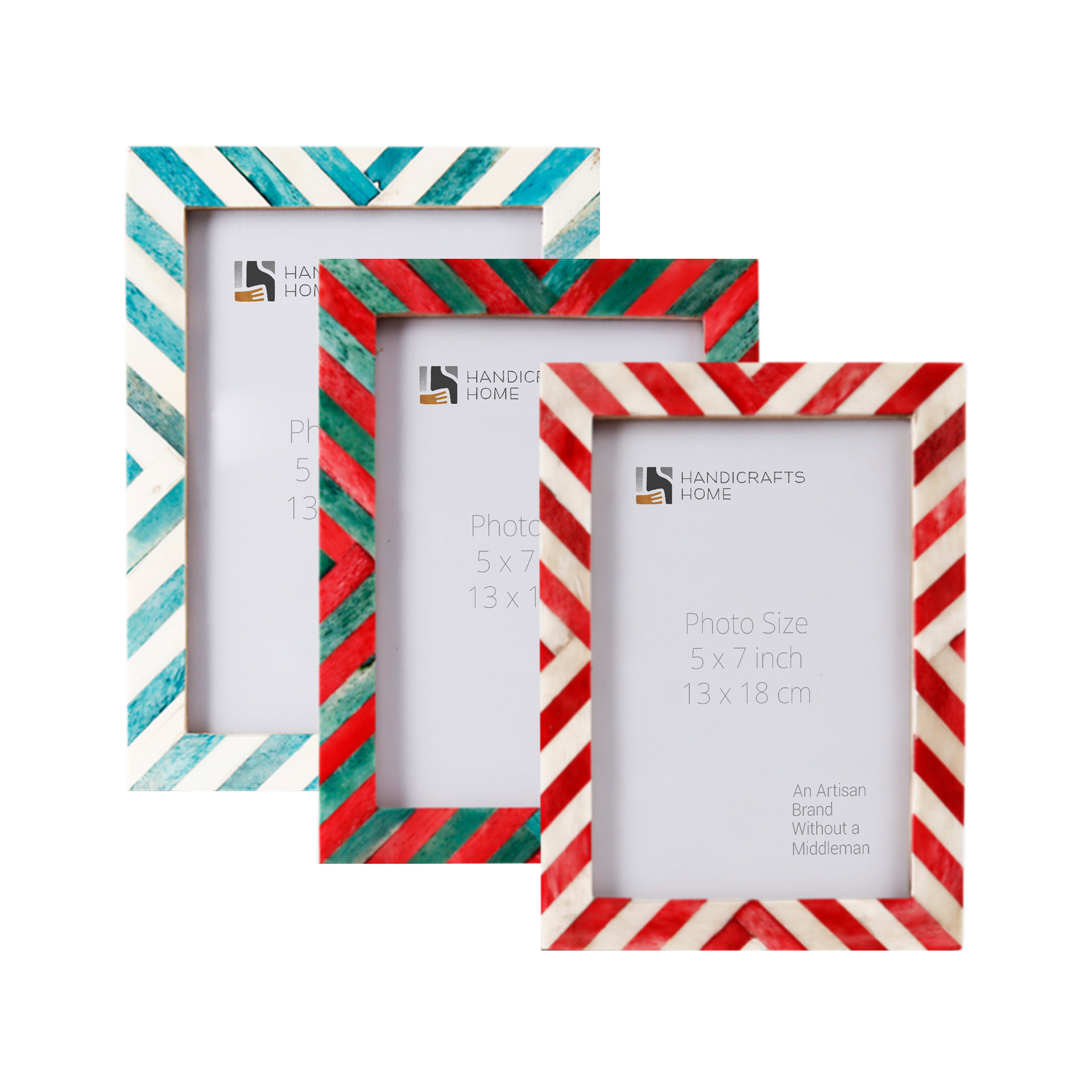 Picture Frame Combo Pack of 3 – Jingle Bell Inspired Collection, 5" x 7"