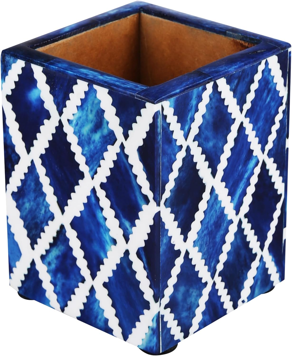 Pen holder moroccan art diamond blue 3x4 Inch