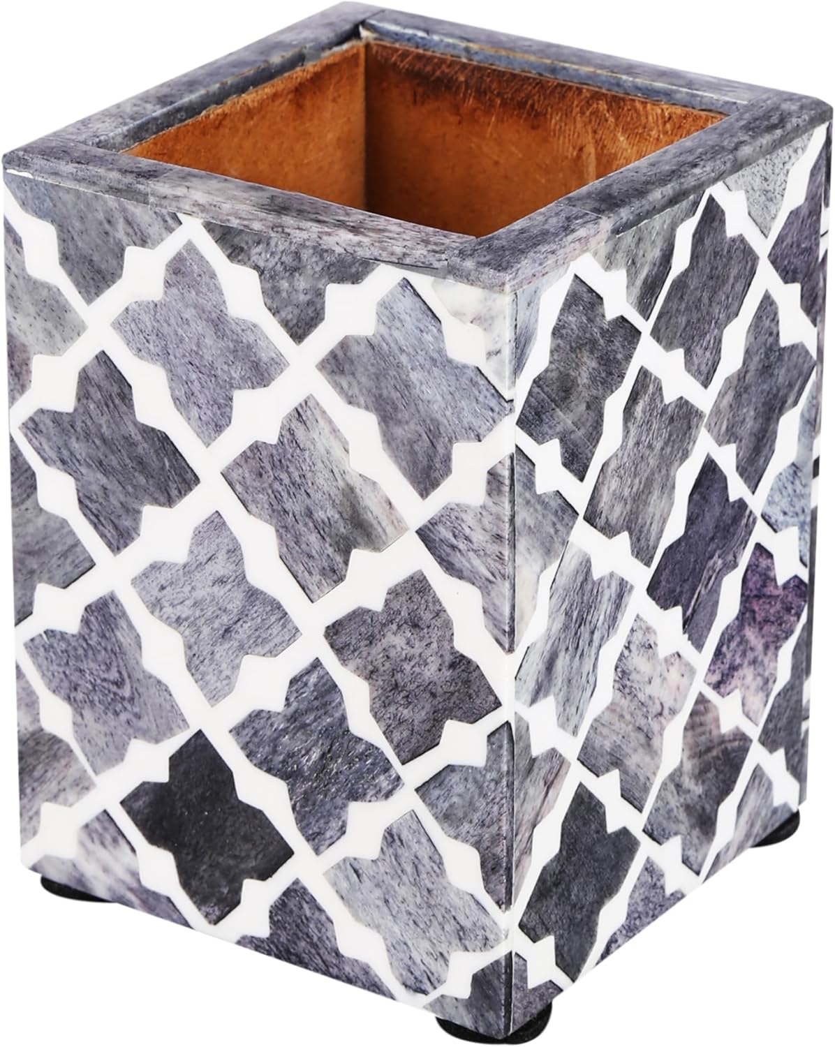Quatrefoil art inspired pen pencil holder available in grey 3x4 Inch