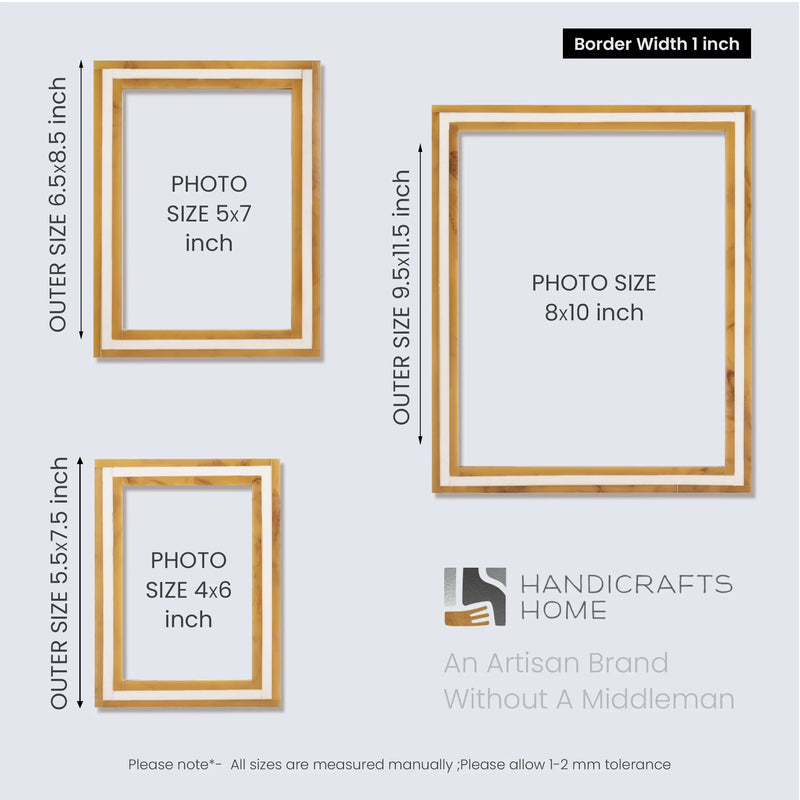 Size Chart for Picture Frame Avant Amber Collection Resin Inlay Orange & White – 4x6, 5x7 & 8x10