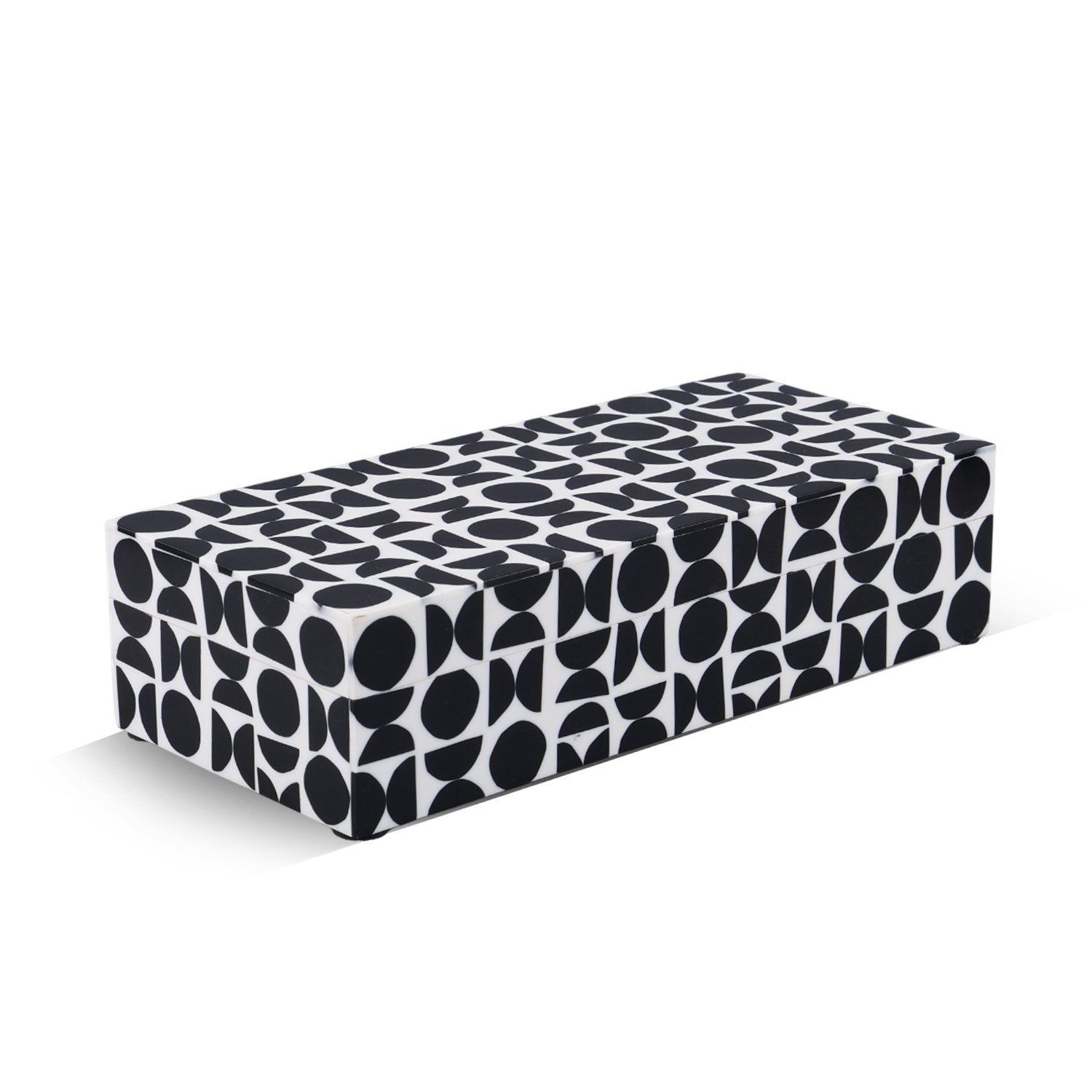 Decorative Storage Box Geopop Pattern Resin Inlay, Black & White, 3 Sizes