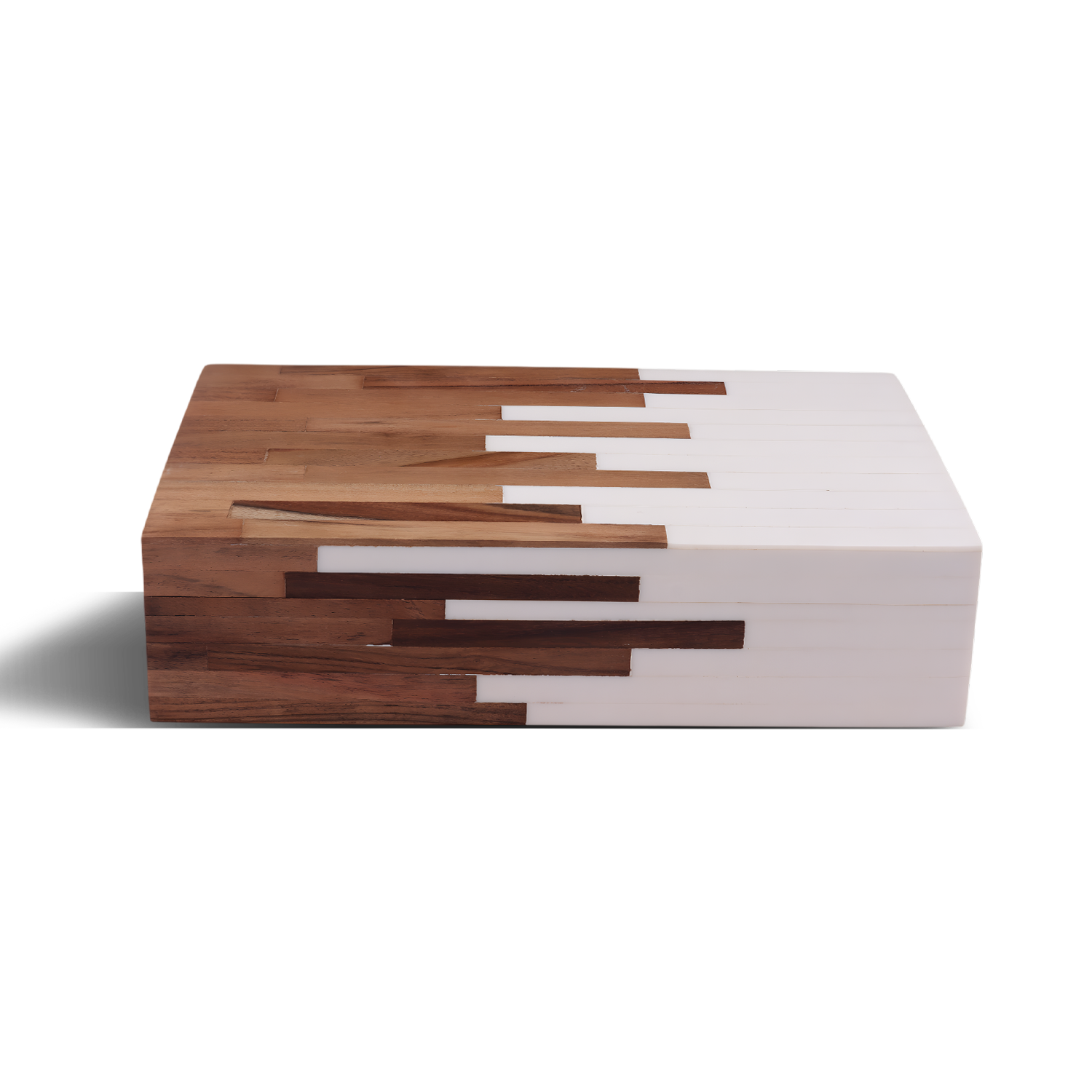 Decorative Storage Box Equalizer Collection Wood & Resin Inlay Brown & White – 3 Sizes