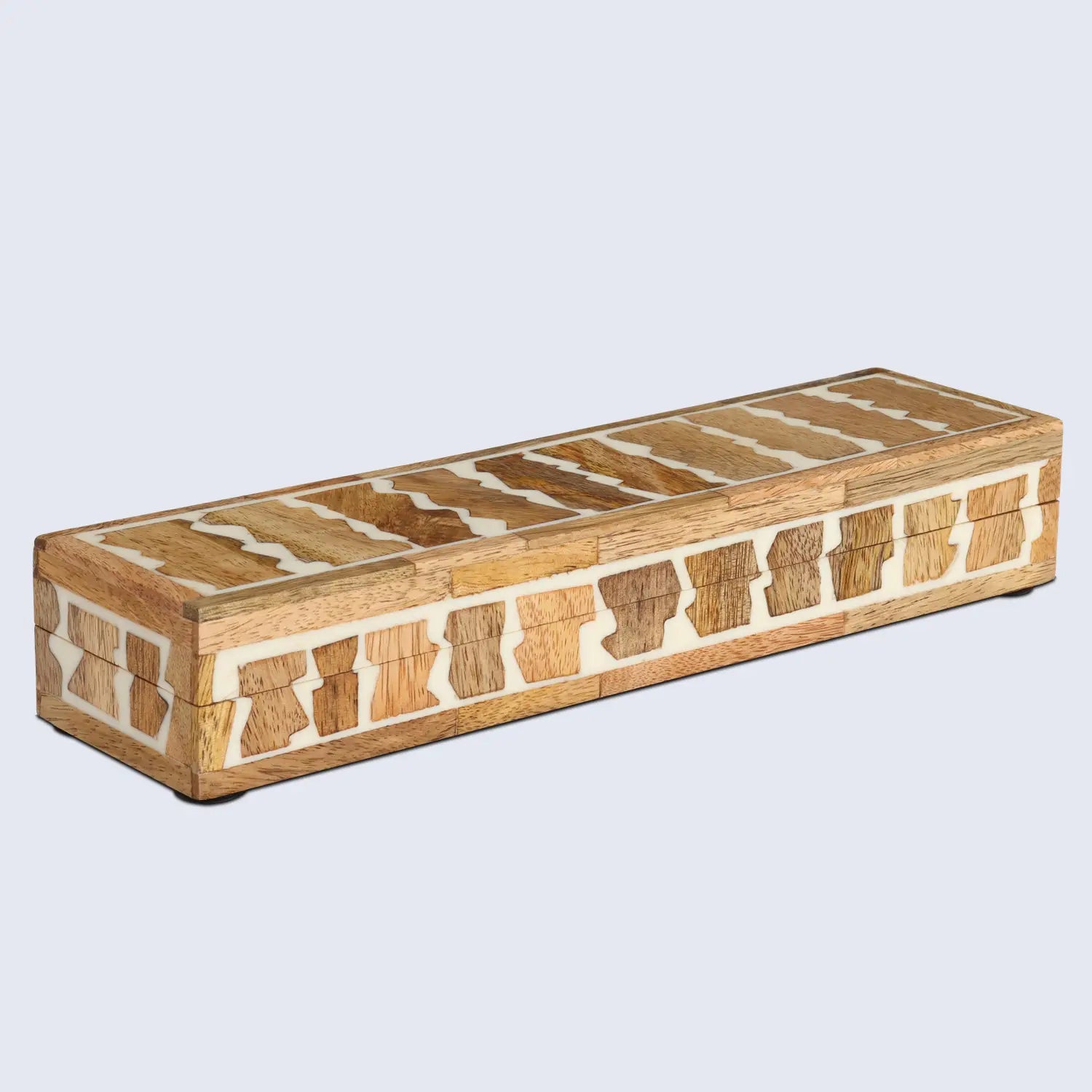 Decorative Box Kept Safari Pattern Wood & Resin Inlay Brown White available in 7 sizes