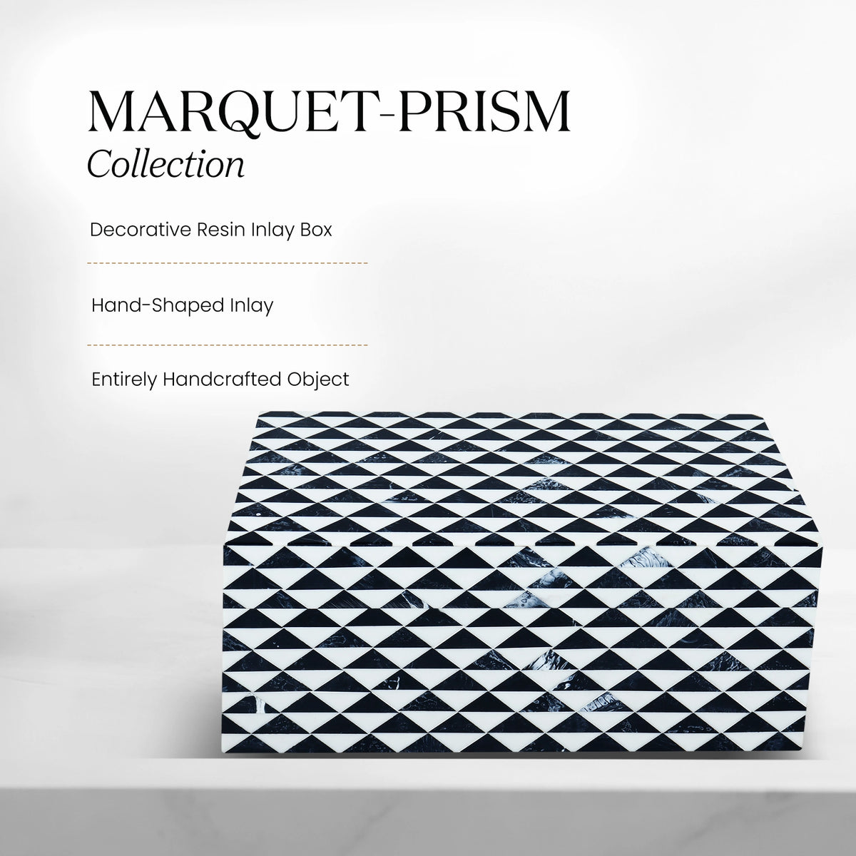 Marquet Prism Black White Resin Inlay Storage Box, 8 Sizes