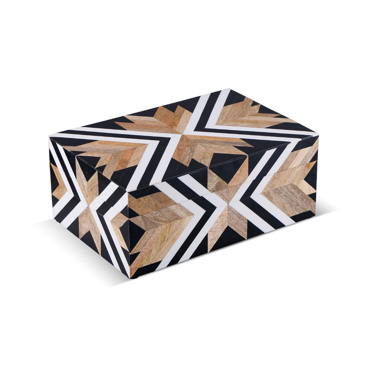 Handmade Resin Inlay & Wood Decorative Storage Box Herringbone Pattern, 4 sizes