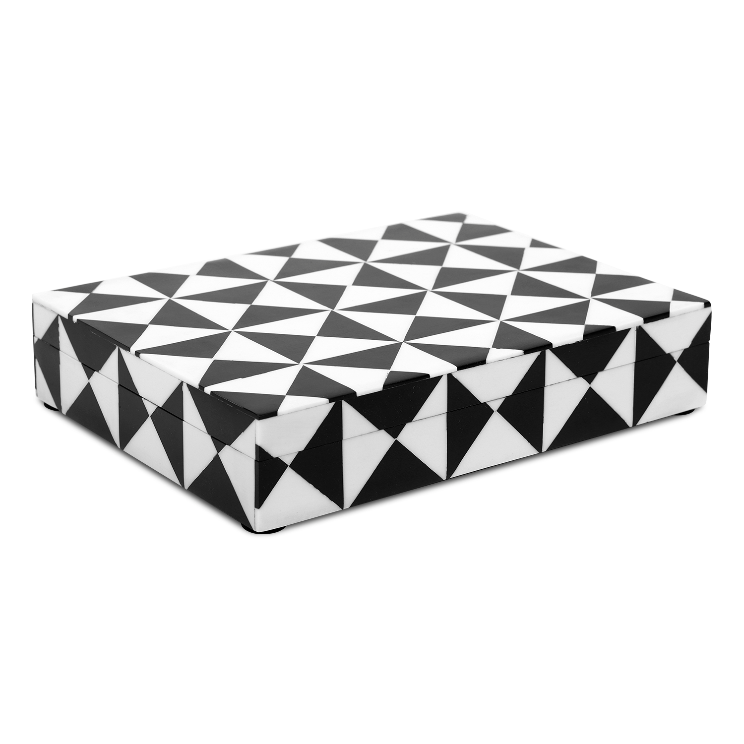 Decorative Box Triangle Pattern Black White Resin Inlay, 7 sizes