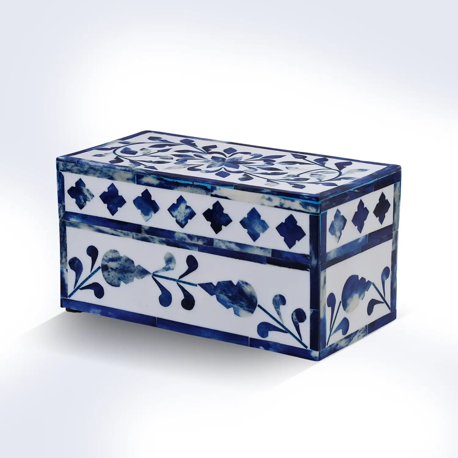 Decorative Storage Box Alhambra Azul Collection Resin & Bone Inlay Blue – 4 Sizes