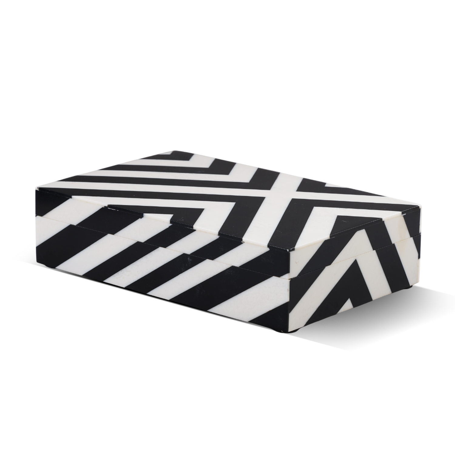 Decorative Storage Box Zebra Cross Pattern Resin inlay, Black White