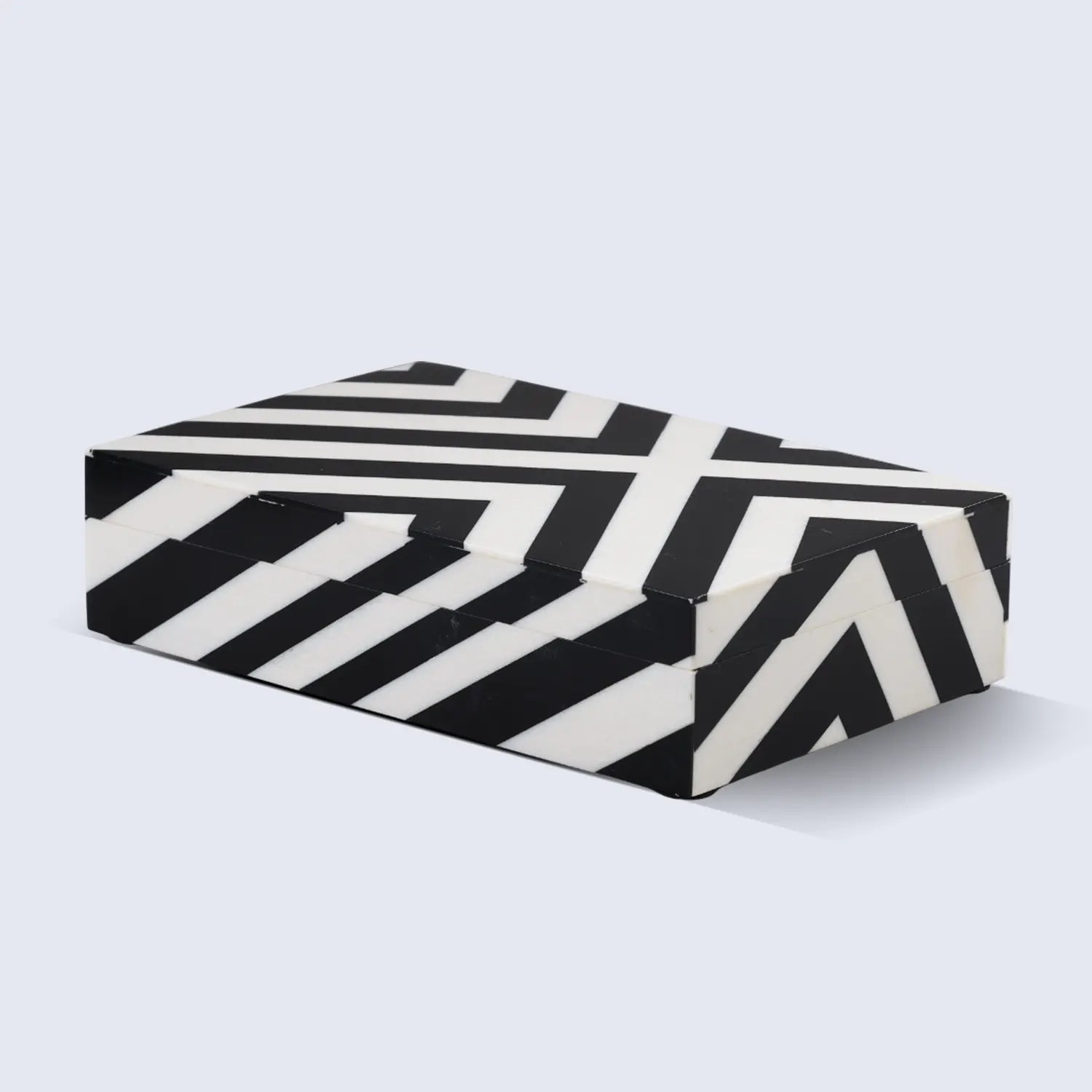 Decorative Storage Box Zebra Cross Pattern Resin inlay, Black White