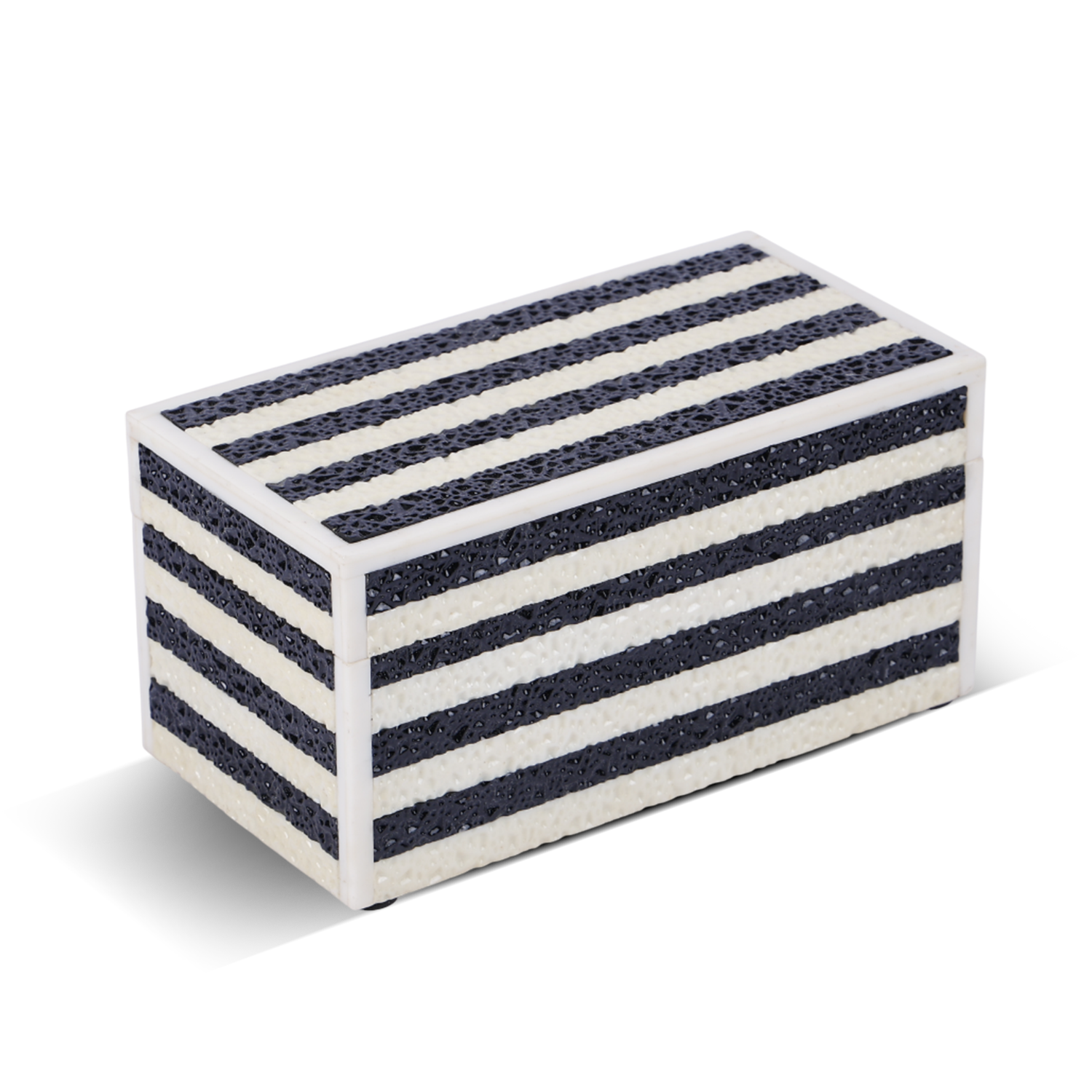 Decorative Storage Boxes Monochrome Striped Resin Inlay, Black-White, 4 Sizes
