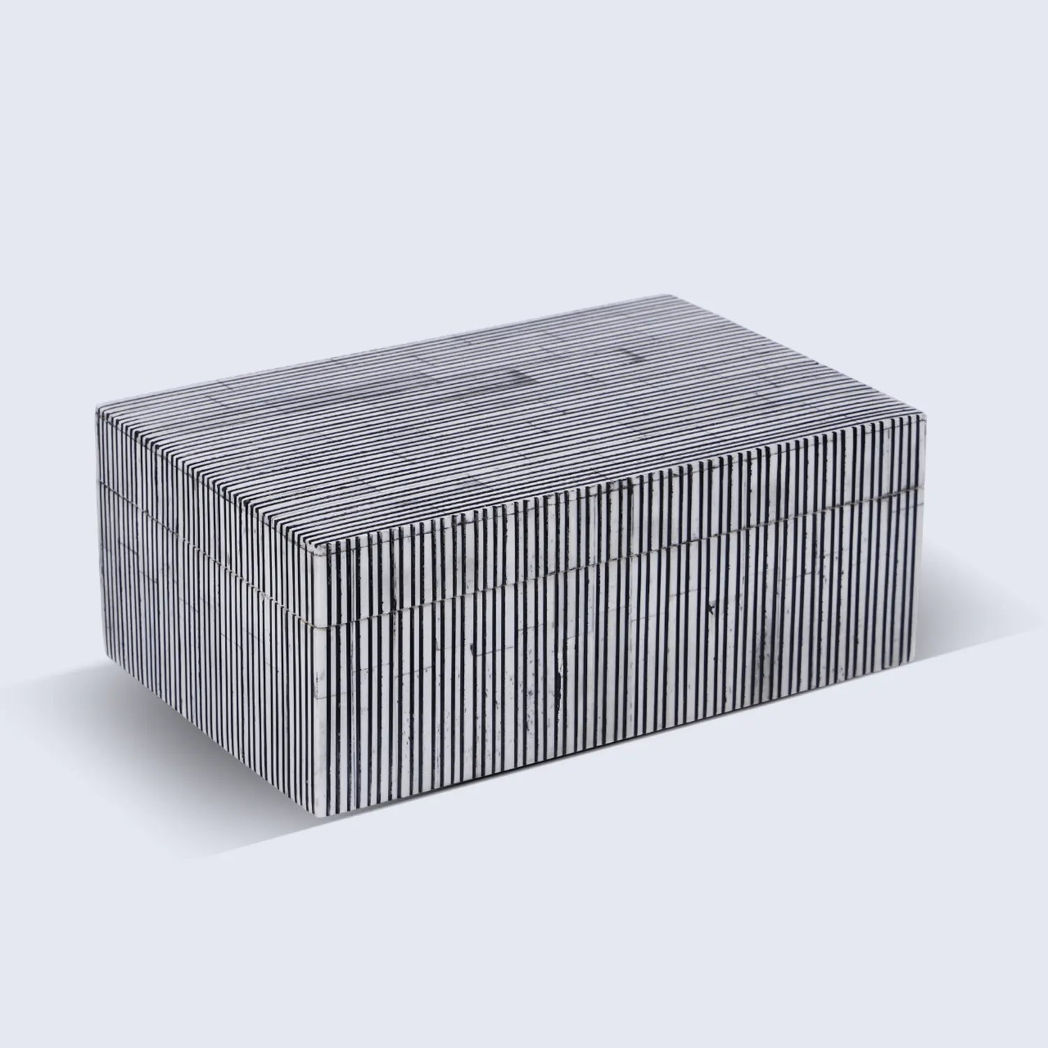 Decorative Box Pin Stripped Bone Inlay, Black, 2 Sizes
