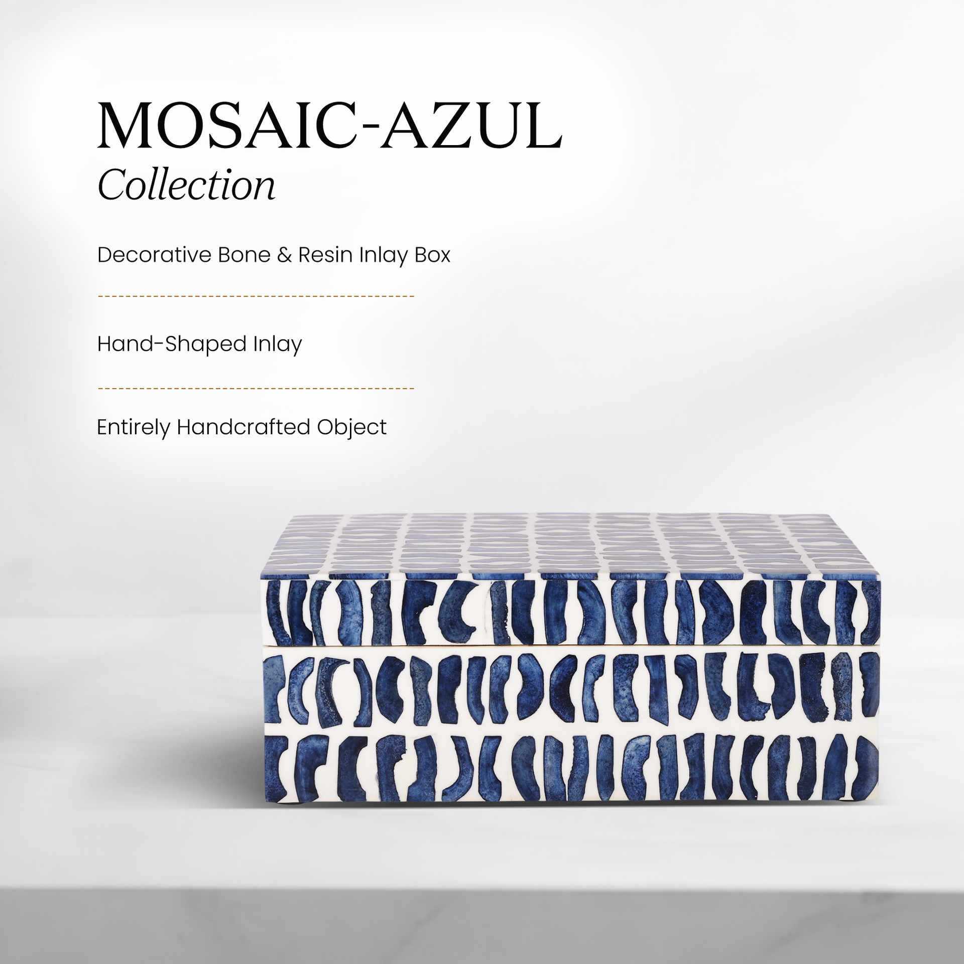Mosaic Azul Bone & Resin Inlay Decorative Box – 4 Sizes