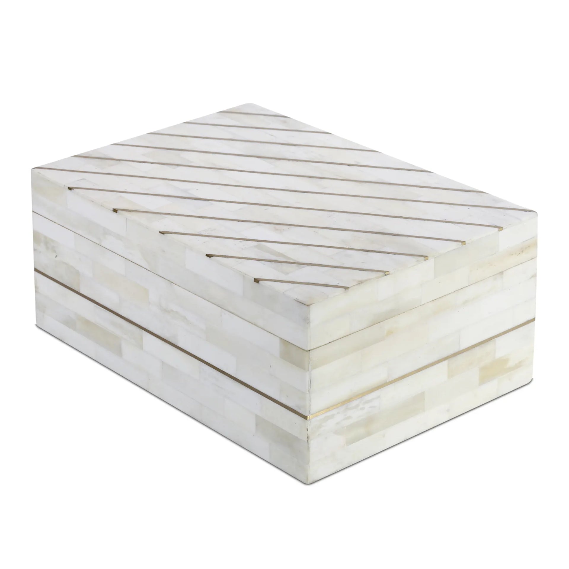 Decorative box Aegean pearl Bone Inlay, Brass available in 2 sizes