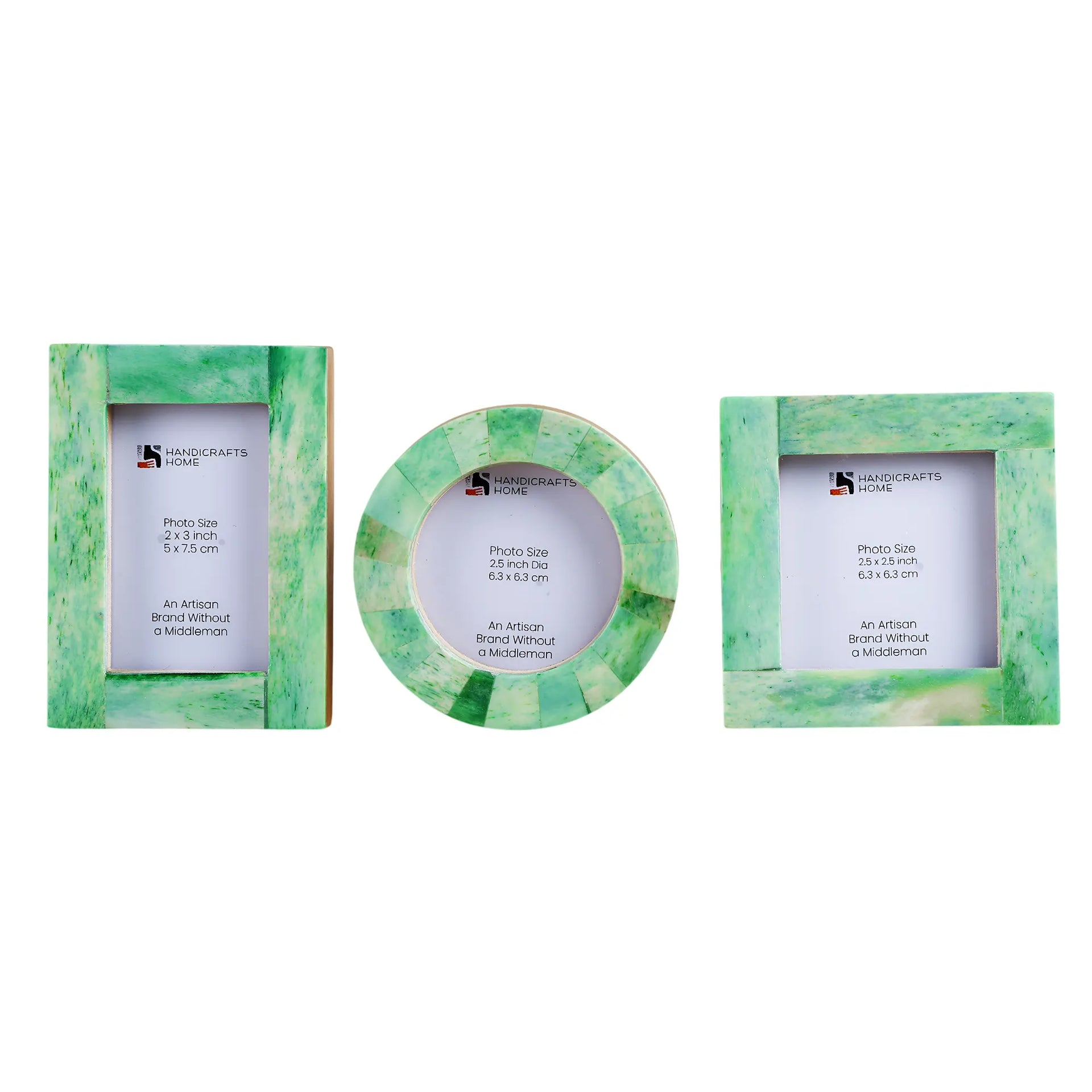 Mini Baby Keepsake Picture Frame, Set of 3 – Green Bone Inlay