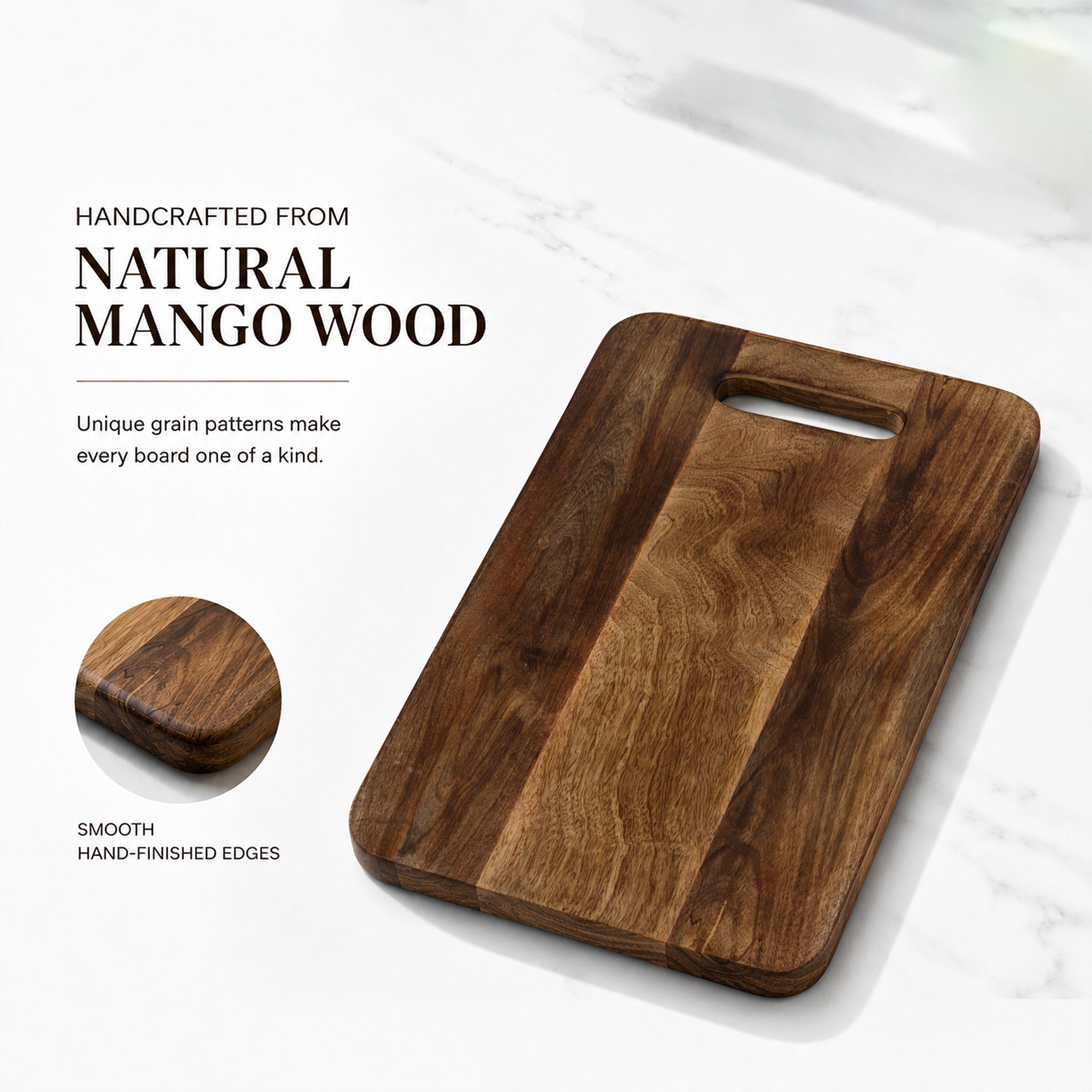 Chopping Board Round Corner –Wood, in 15x9.75"
