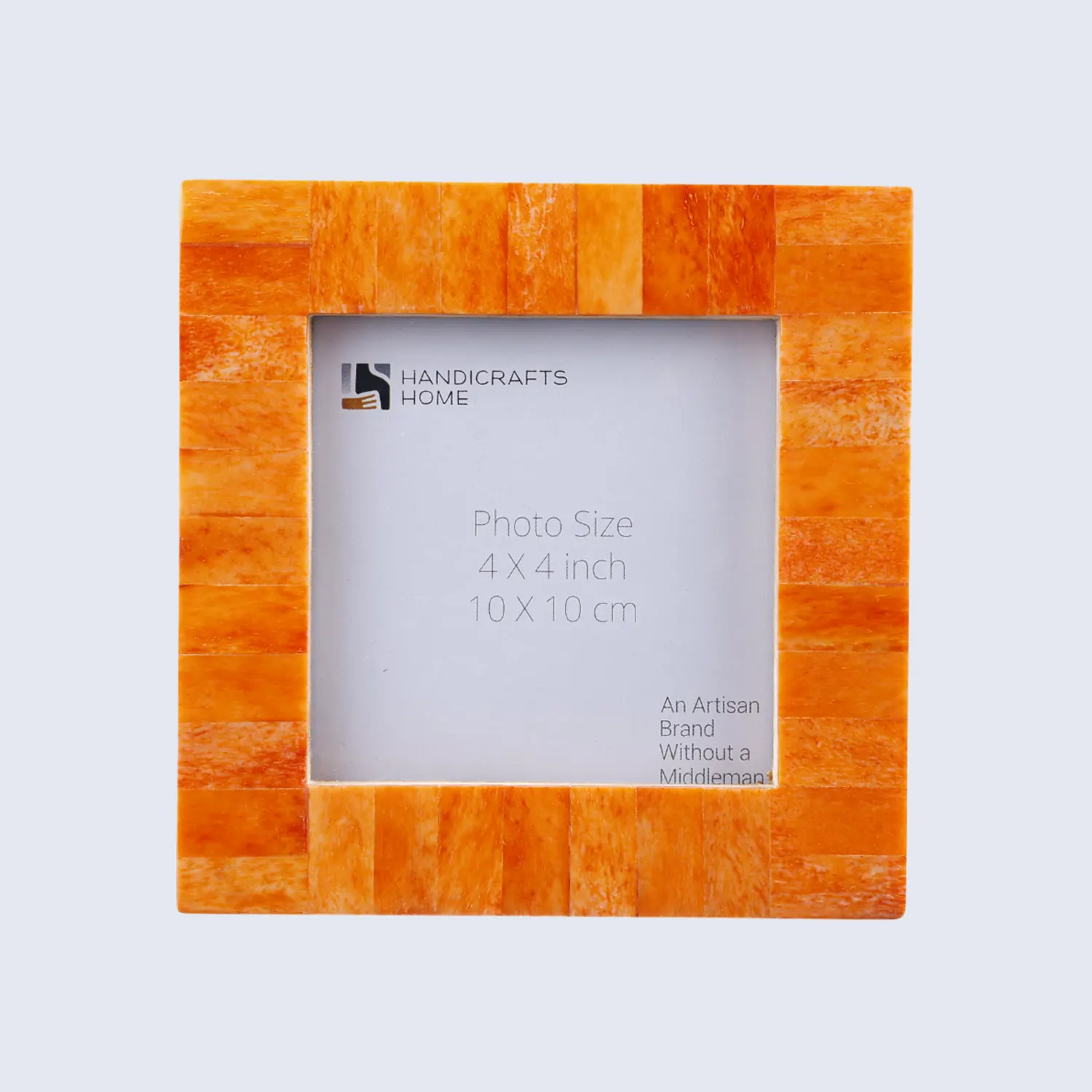 Baby Picture Frame Classic Collection Bone Inlay Orange 4x4"