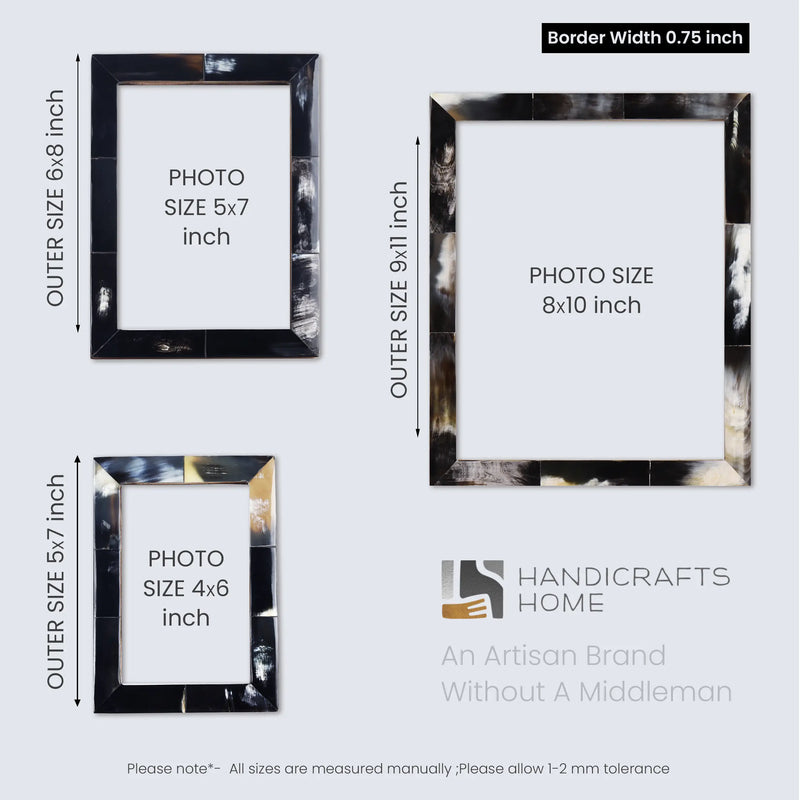 Size Chart for Horn Inlay Picture Frame Tabletop Wall 4x4 4x6 5x7 8x10