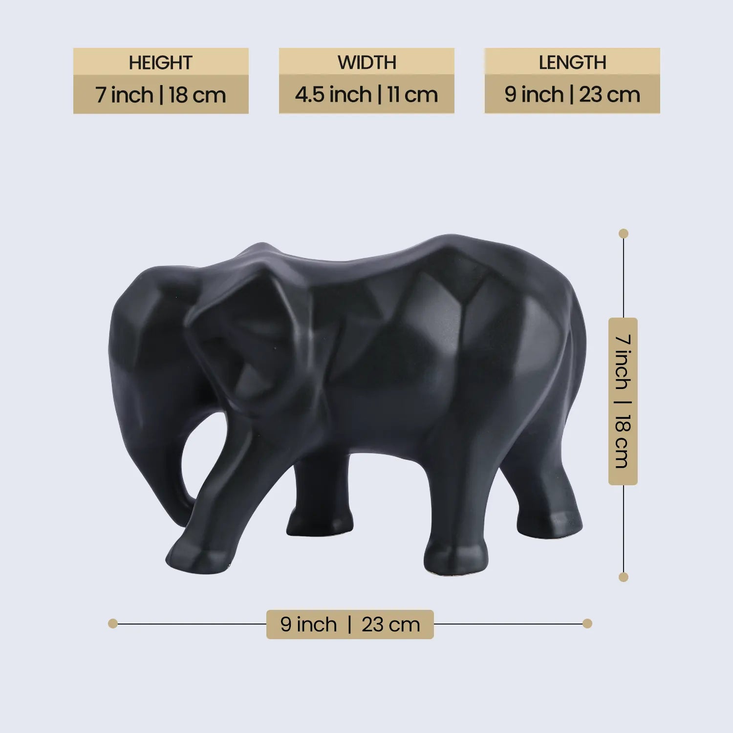 eleform black elephant sculpture geometric modern ceramic home decor accent