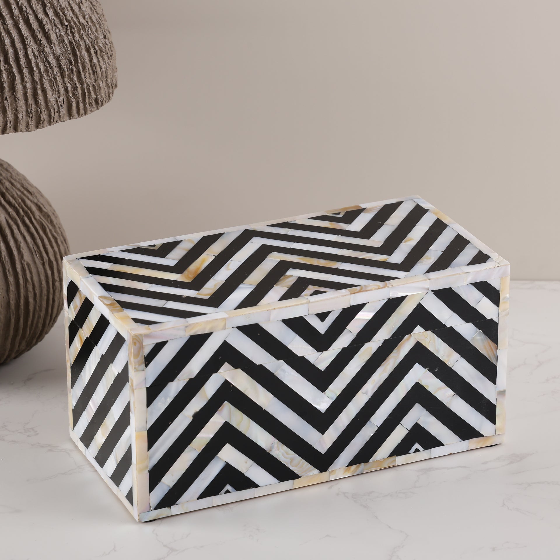 Decorative box Nacre Trance Mother of pearl & Resin Inlay ,10x5x5 inch