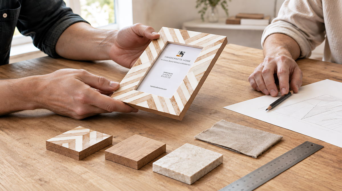 Handcrafted objects arranged in a refined studio setting