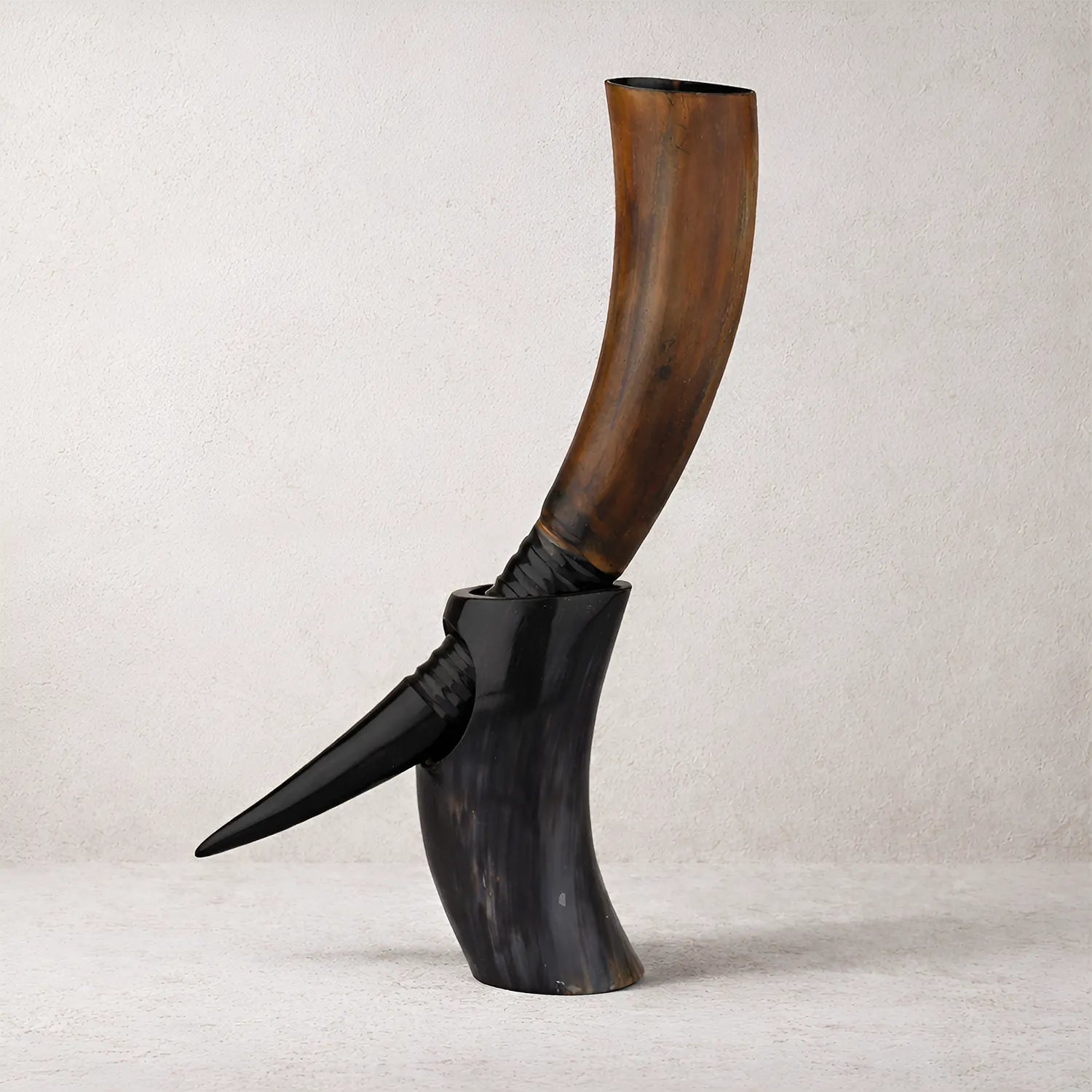 Real Ox Horn Drinking Horn with Stand 16 oz Beer Mug Gift