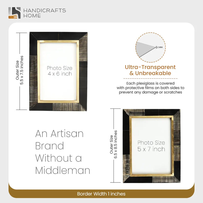 Size Chart for Picture Frame Shagrin Collection Brass & Horn Inlay Brown – 2 Sizes