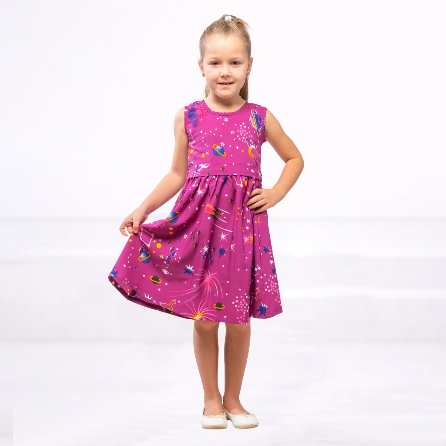 Girls Kids Vintage Audrey Hepburn Style sizes Galaxy Print - Available in 3 Colors