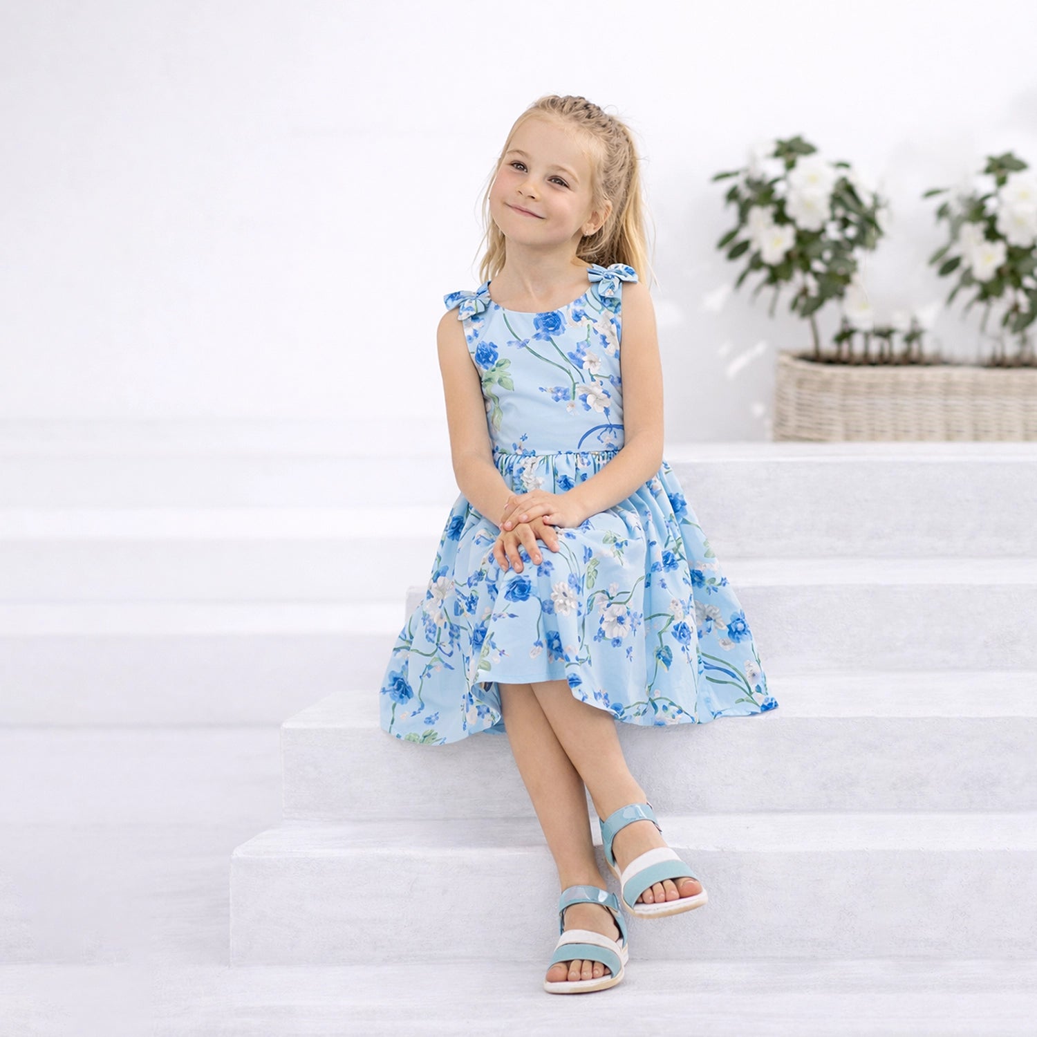 Girls Kids Vintage Style Shoulder Bow Dresses sizes from Bird Print - Available in 3 Colors