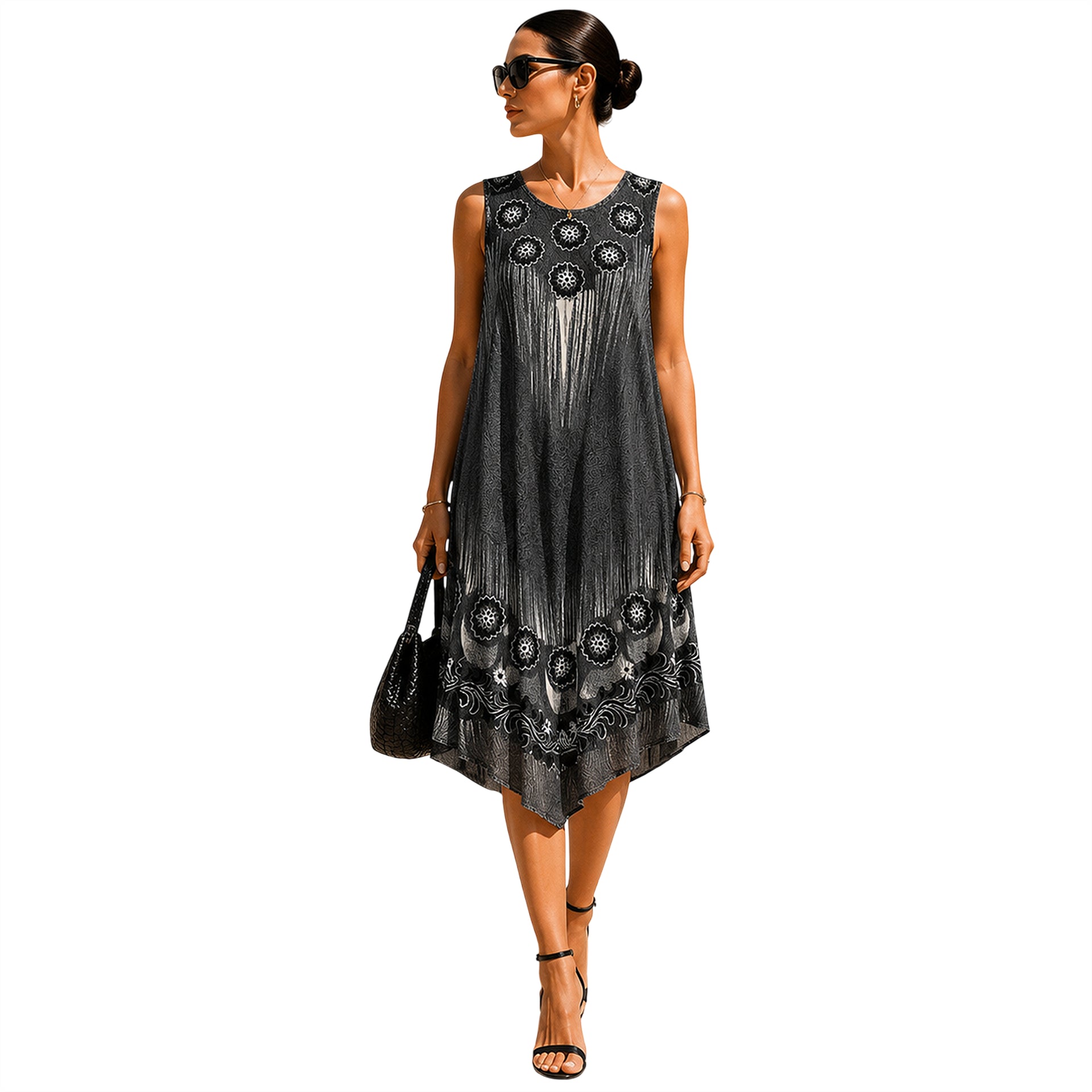 Women's Printed Resort Dress in Lightweight Viscose