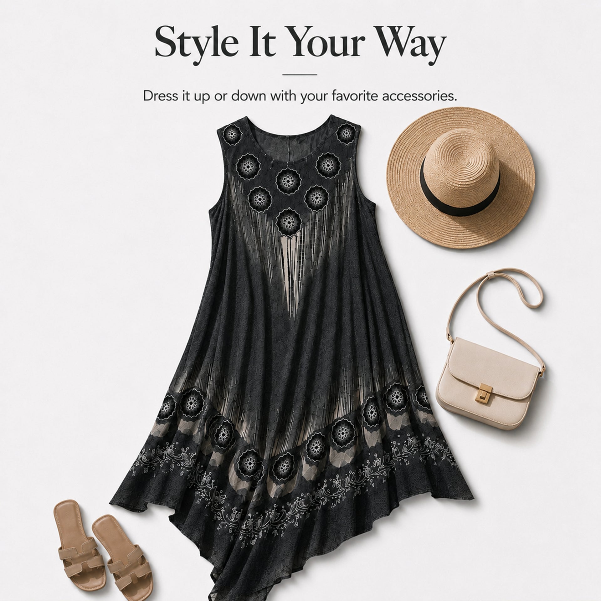 Women's Printed Resort Dress in Lightweight Viscose