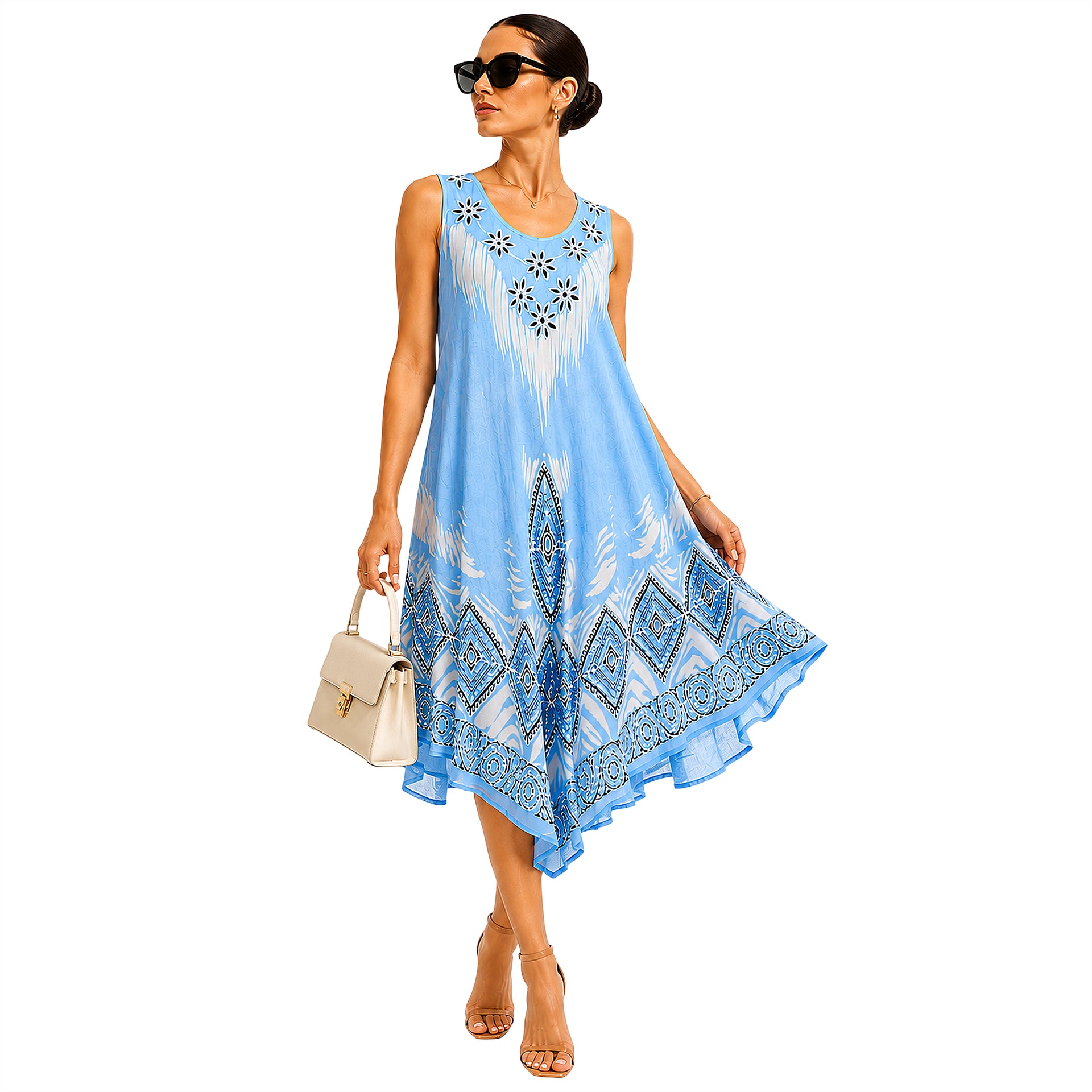 Women's Printed Resort Dress in Lightweight Viscose