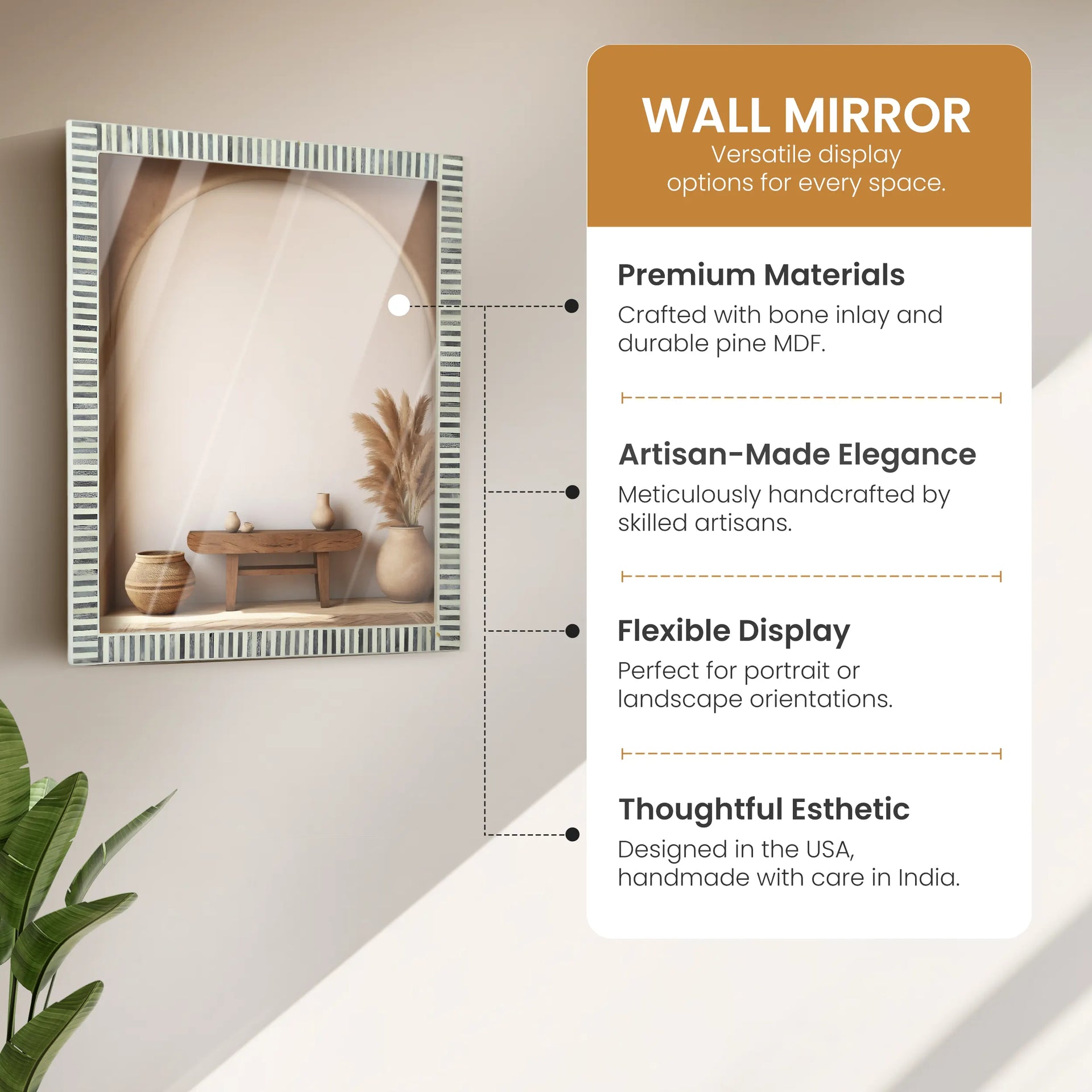make to order indigo pattern mirror bone inlay collection 20x24 inches