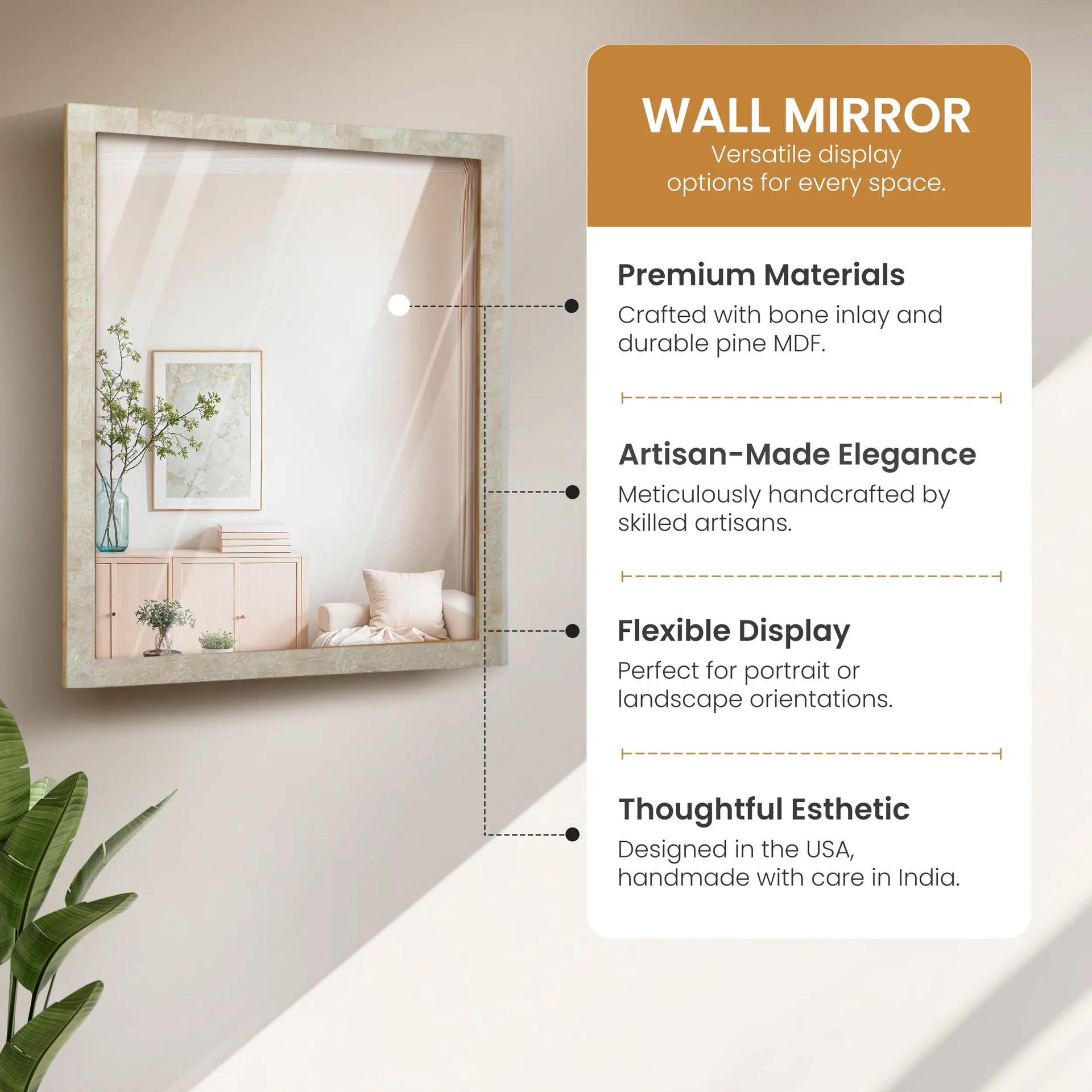 make to order white ivory rectangular pattern mirror bone inlay collection 20x24 inches