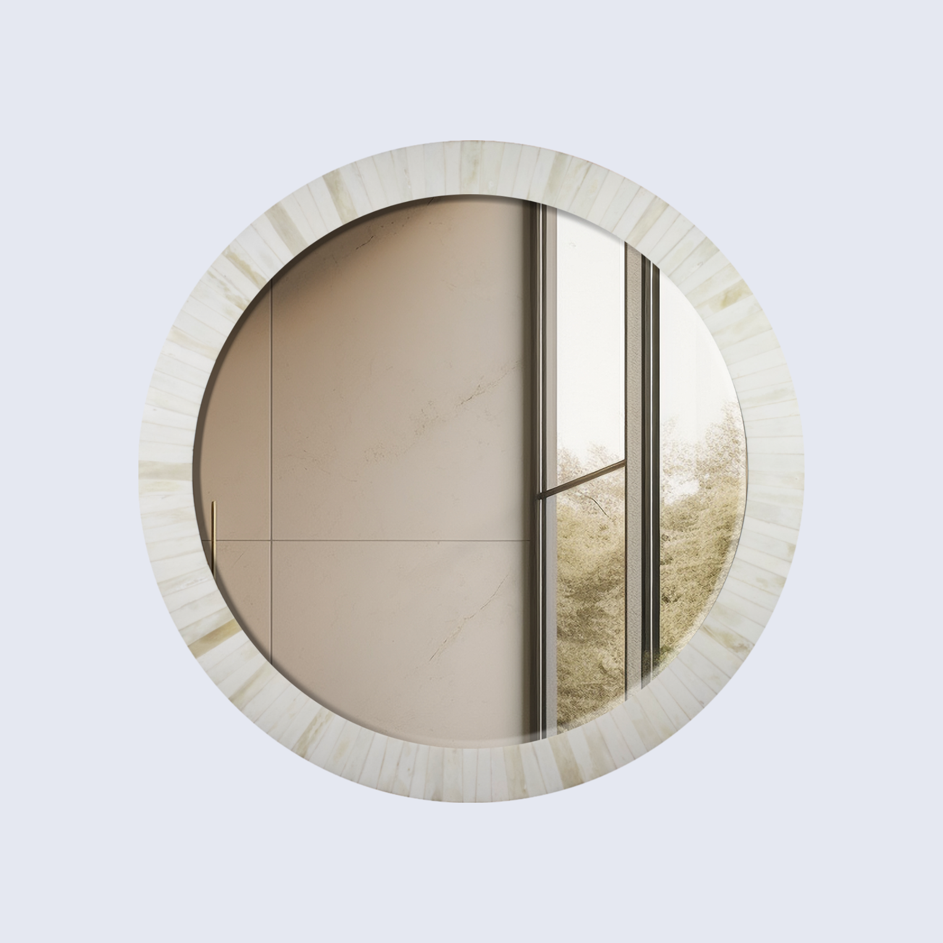 Make to order round white bone wall mirror 28 collection chaucer dame