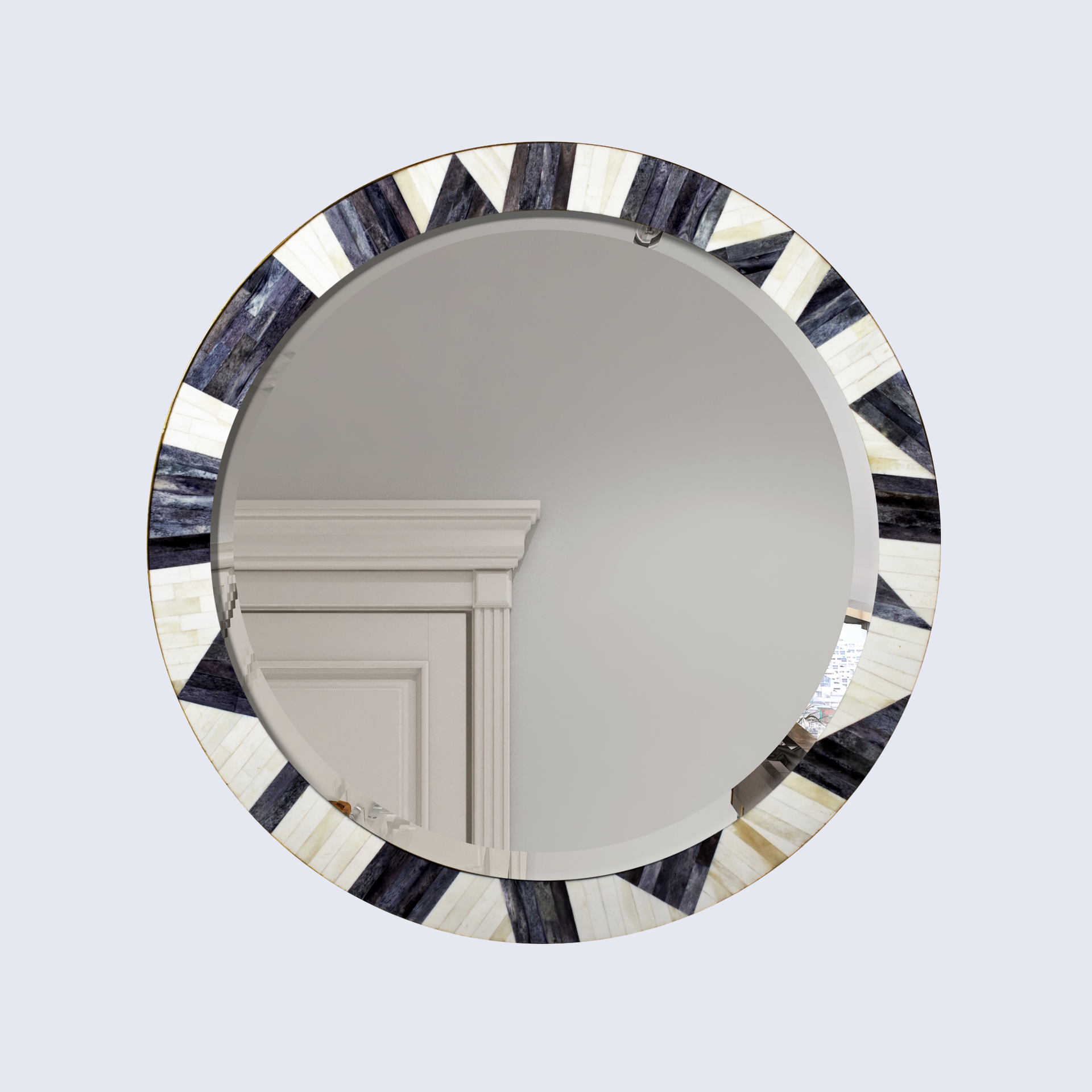 Round Wall Mirror Chaucer Duchess Collection Bone Inlay, 28" x  28"