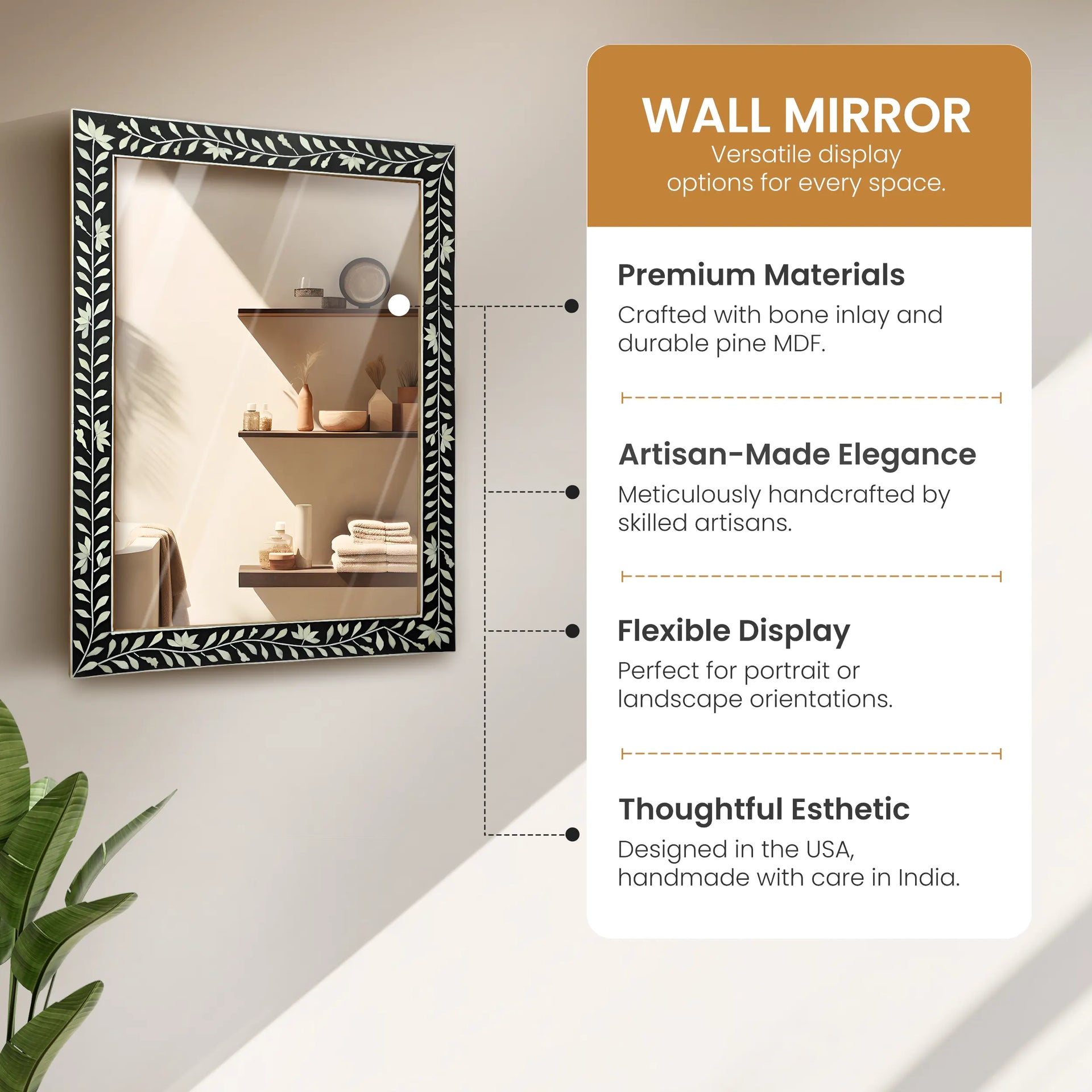 make to order resin inlay wall hanging mirror frame 40x30