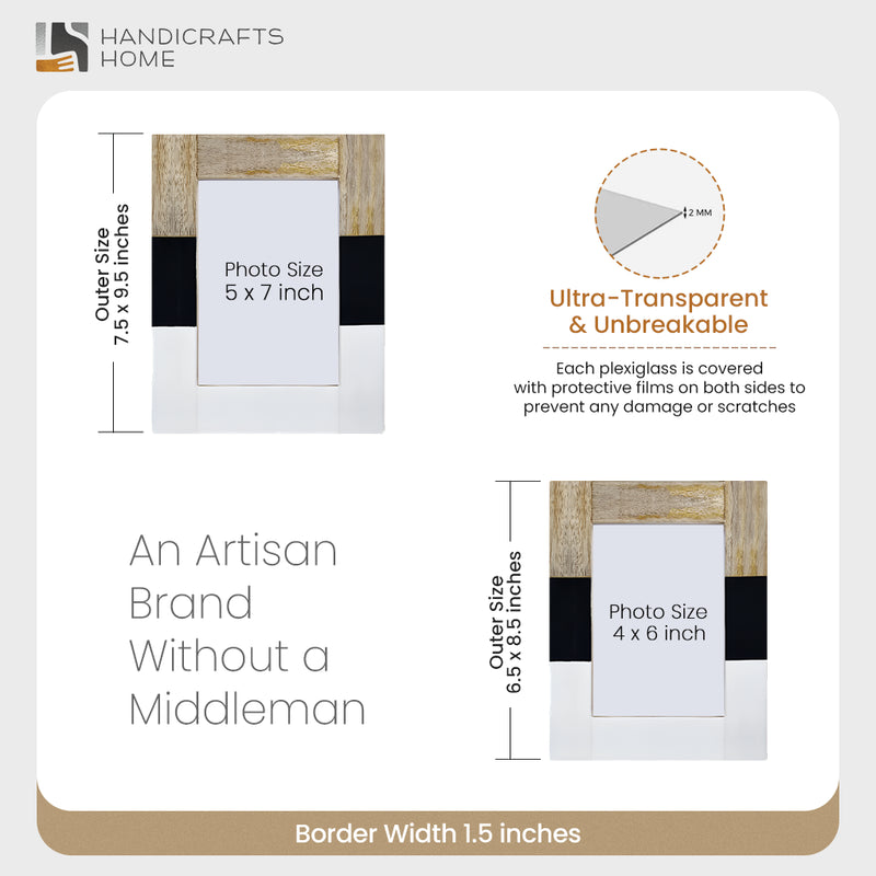 Size Chart for Picture Frame Mondrian Maple Pattern Collection – 4x6, 5x7