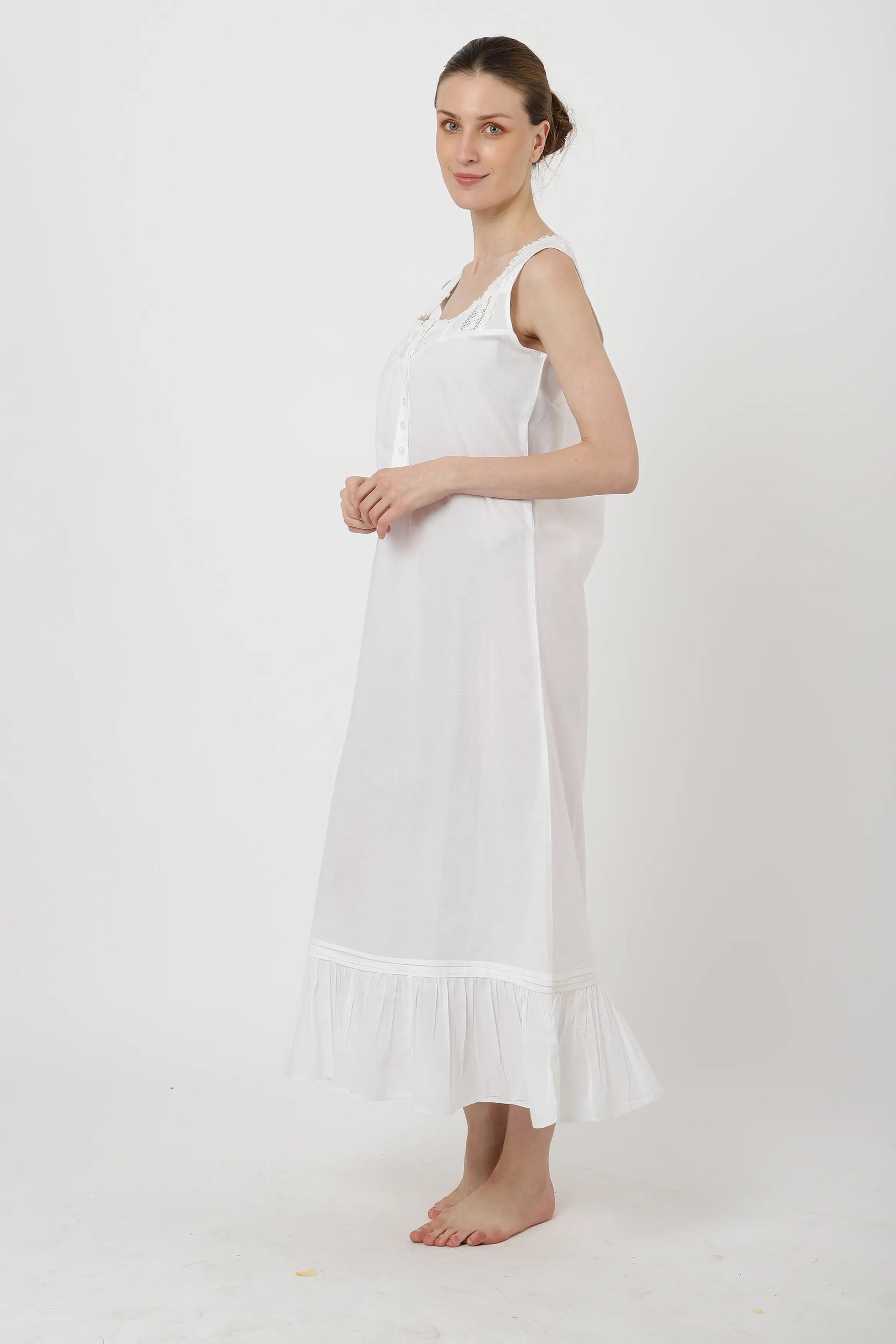 Victorian Style White Nightgown long Vintage Nightdress - (Sizes US 6–20)