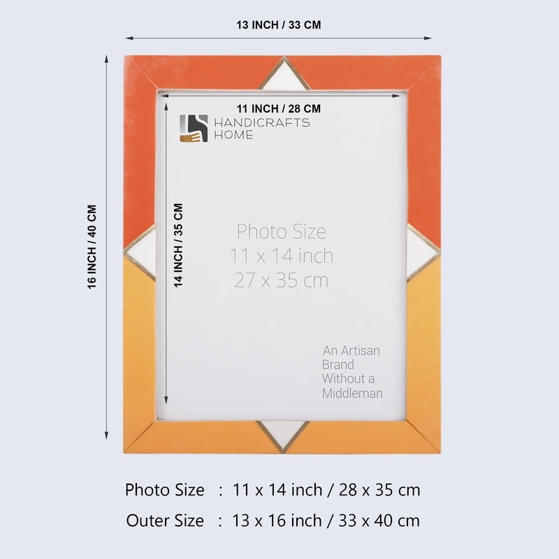 Size Chart for Poster Frame Menton Orange Collection Resin Inlay, 11x14