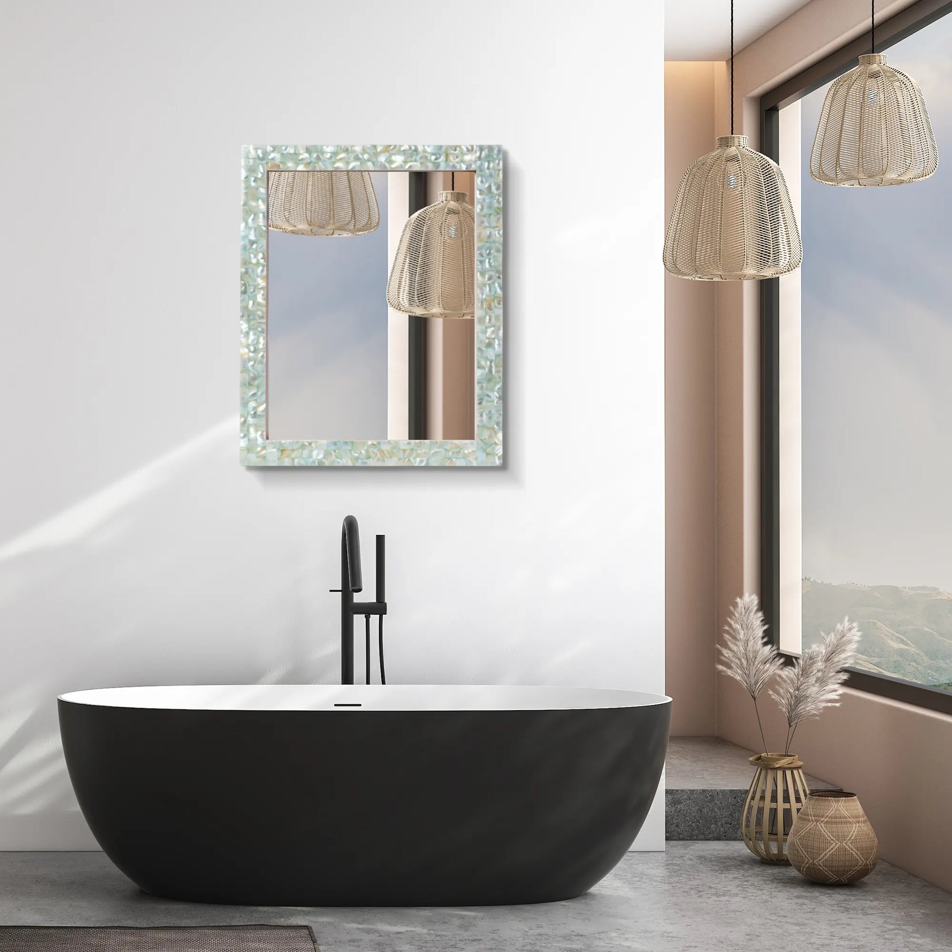 Make To Order Mother Of Pearl Green Mirror in 7 Sizes