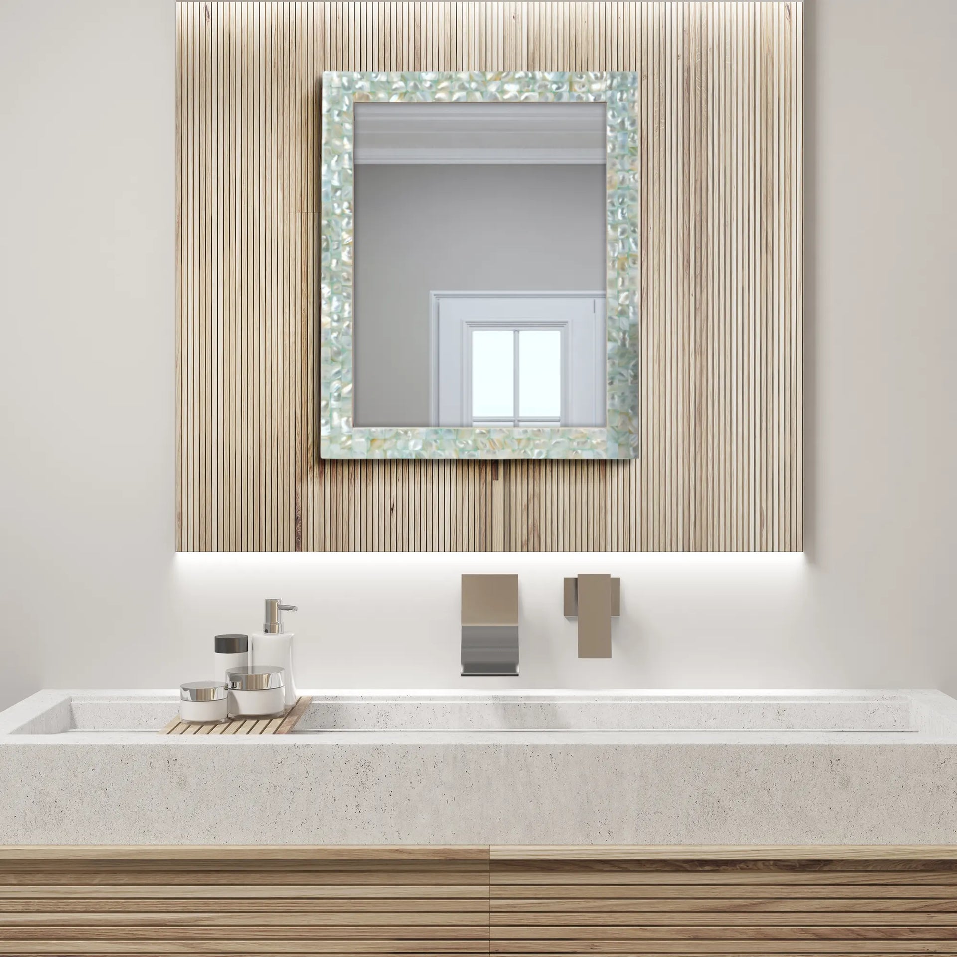 Make To Order Mother Of Pearl Green Mirror - 16x20 inches
