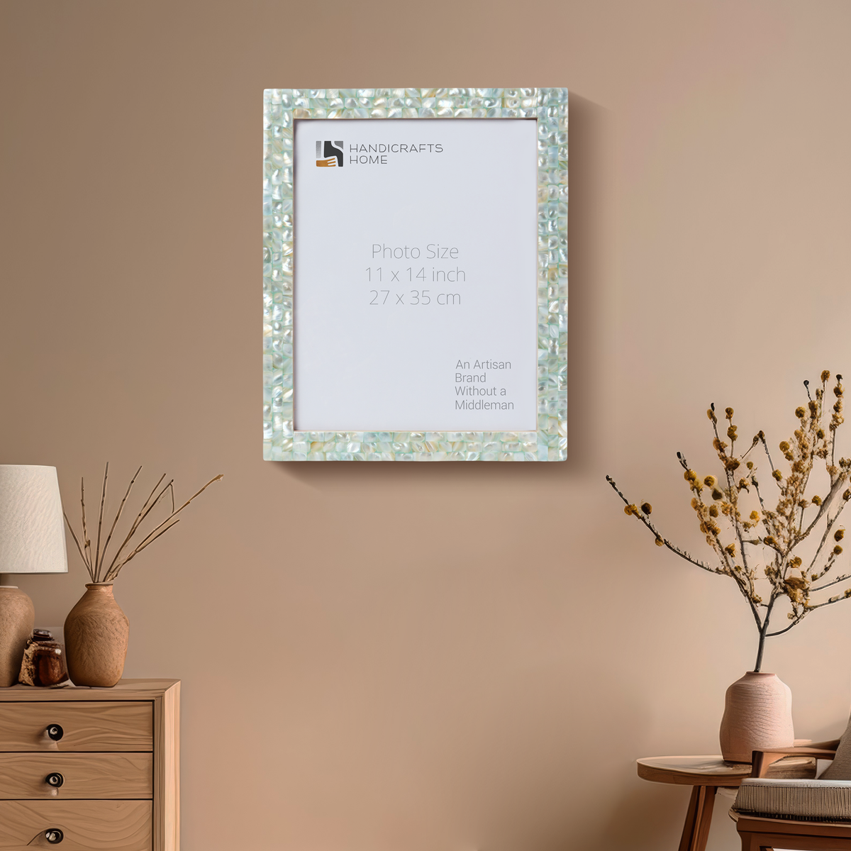 Pre Order Mother of Pearl Poster Frame | Green Shell Inlay | Fits 11x14 Photos