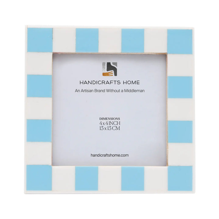 Handmade Baby Picture Frame 4x4 Checkered Art Inspired Resin Inlay Collection, for tabletop or wall display