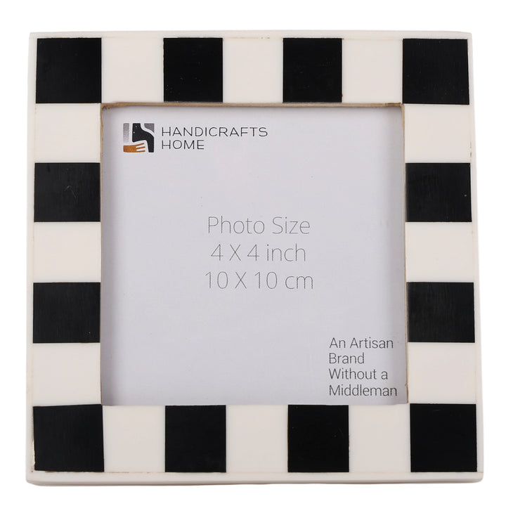 Handmade Baby Picture Frame 4x4 Checkered Art Inspired Resin Inlay Collection, for tabletop or wall display