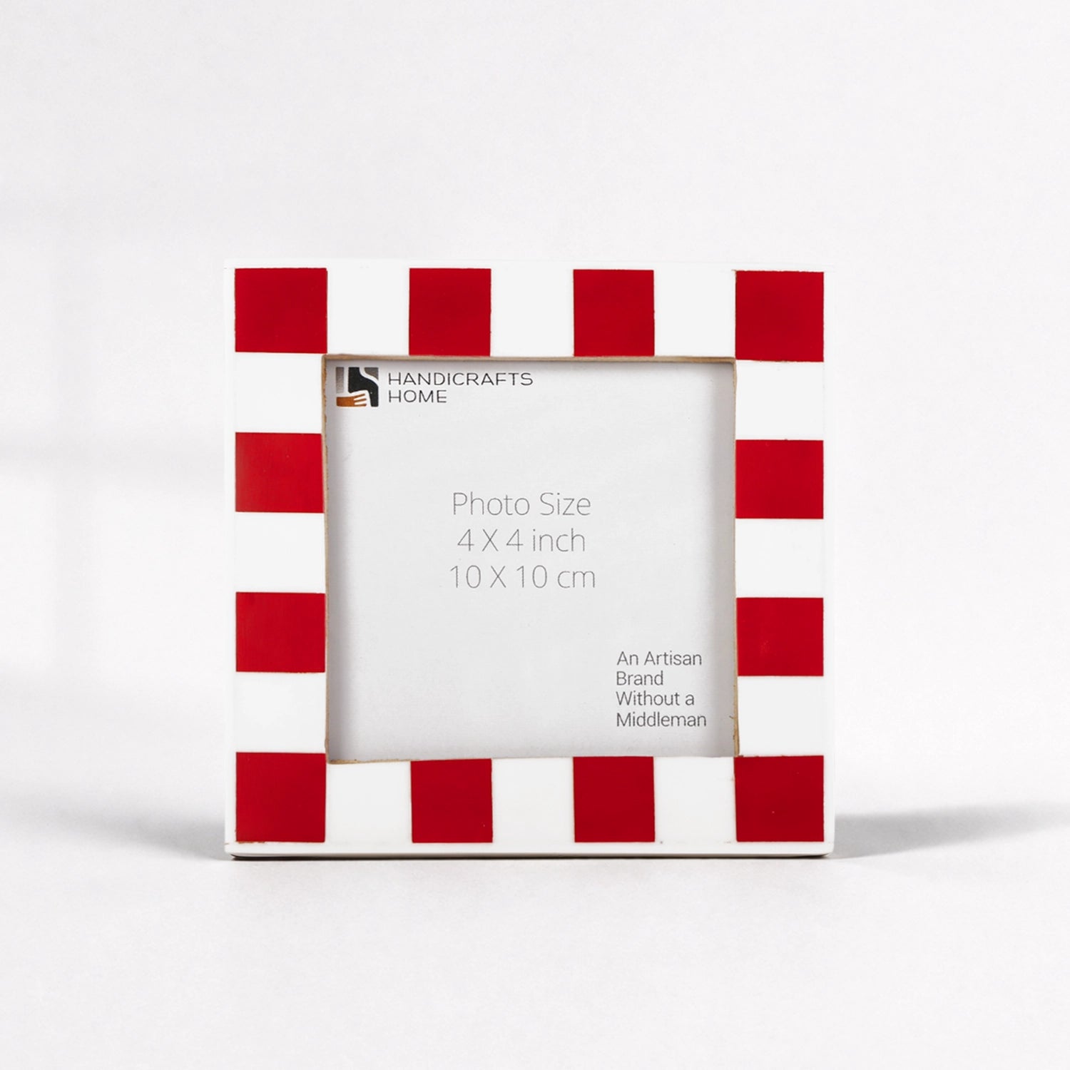 Red White Checkered Resin Inlay 4x4 Picture Frame Decor