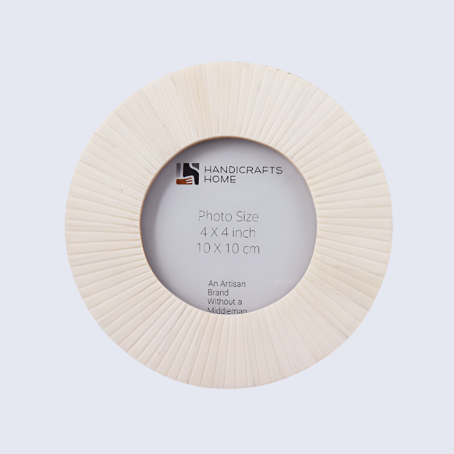 Halo Carve Round Bone Inlay Picture Frame - Ivory White, 4"