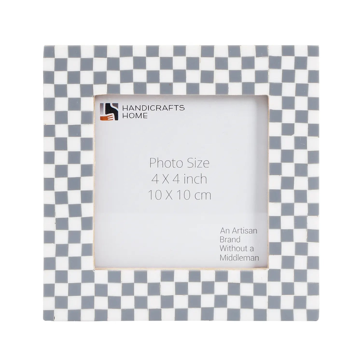 Checkered Picture Frame | Grey White Bone & Resin Inlay | 4x4