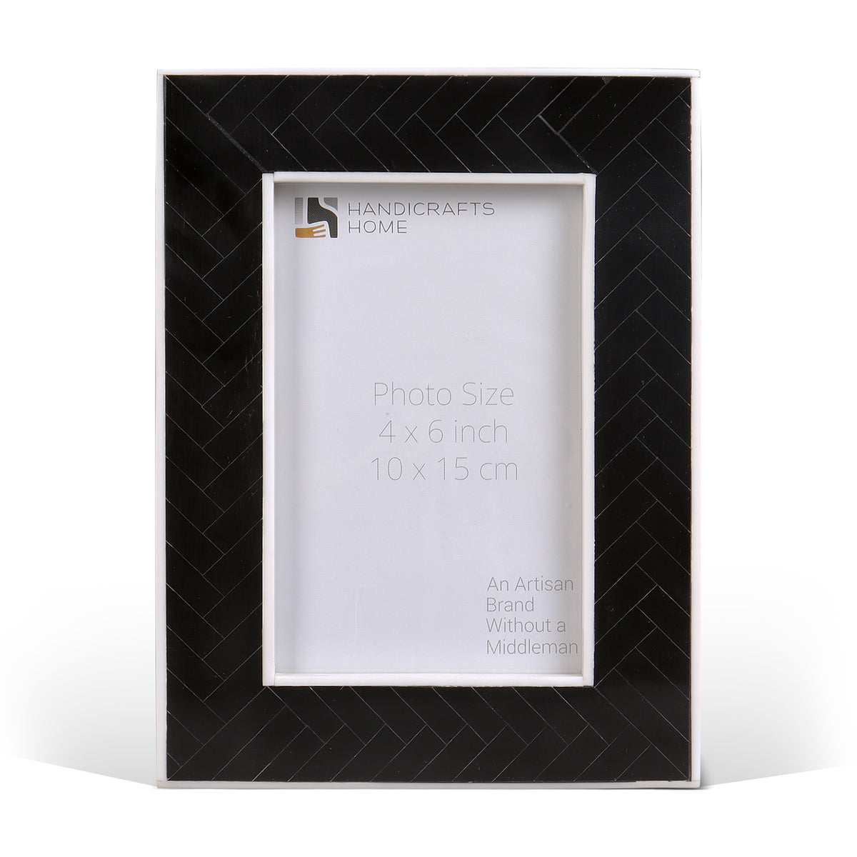 Picture Frames Chevron Pattern Collection Resin Inlay, Black-White-4x6 , 5x7"